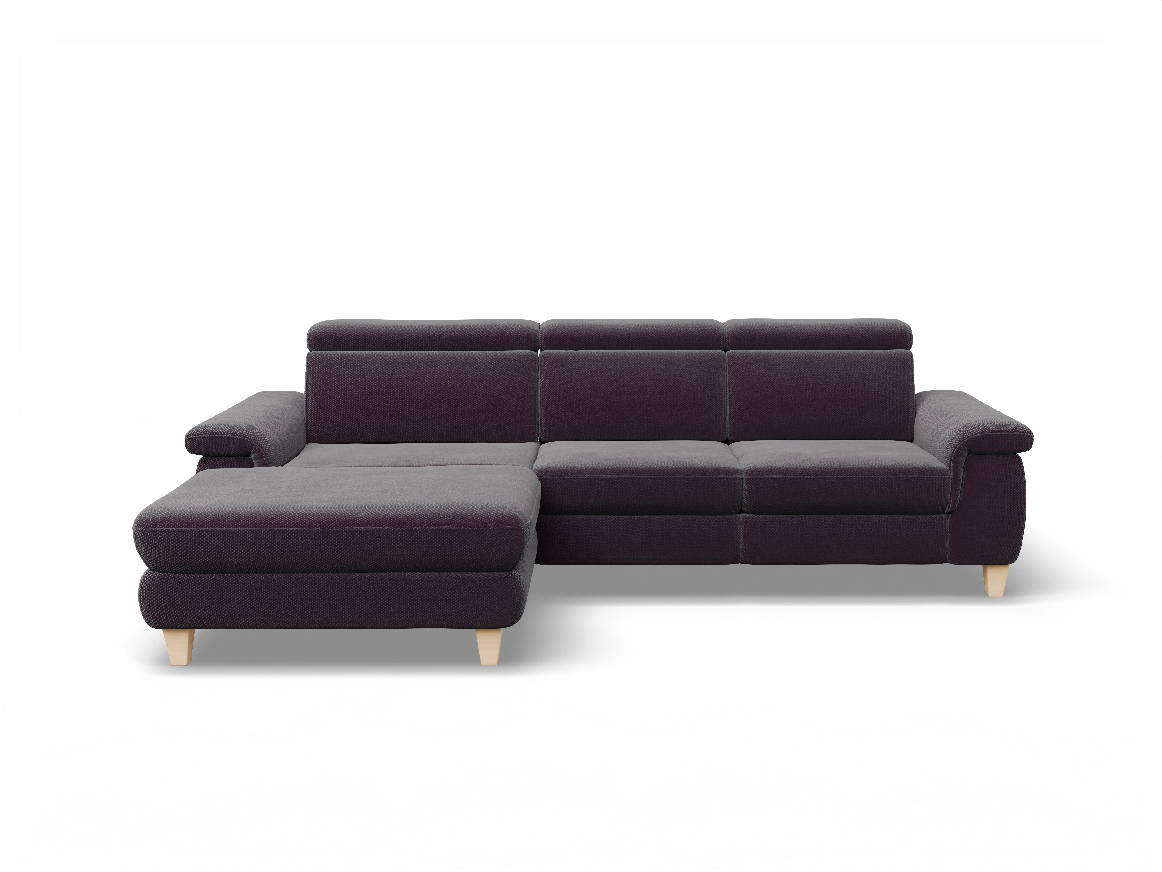 Ansicht des Produktes München Ecksofa links Abschluss offen in Stoff Rot