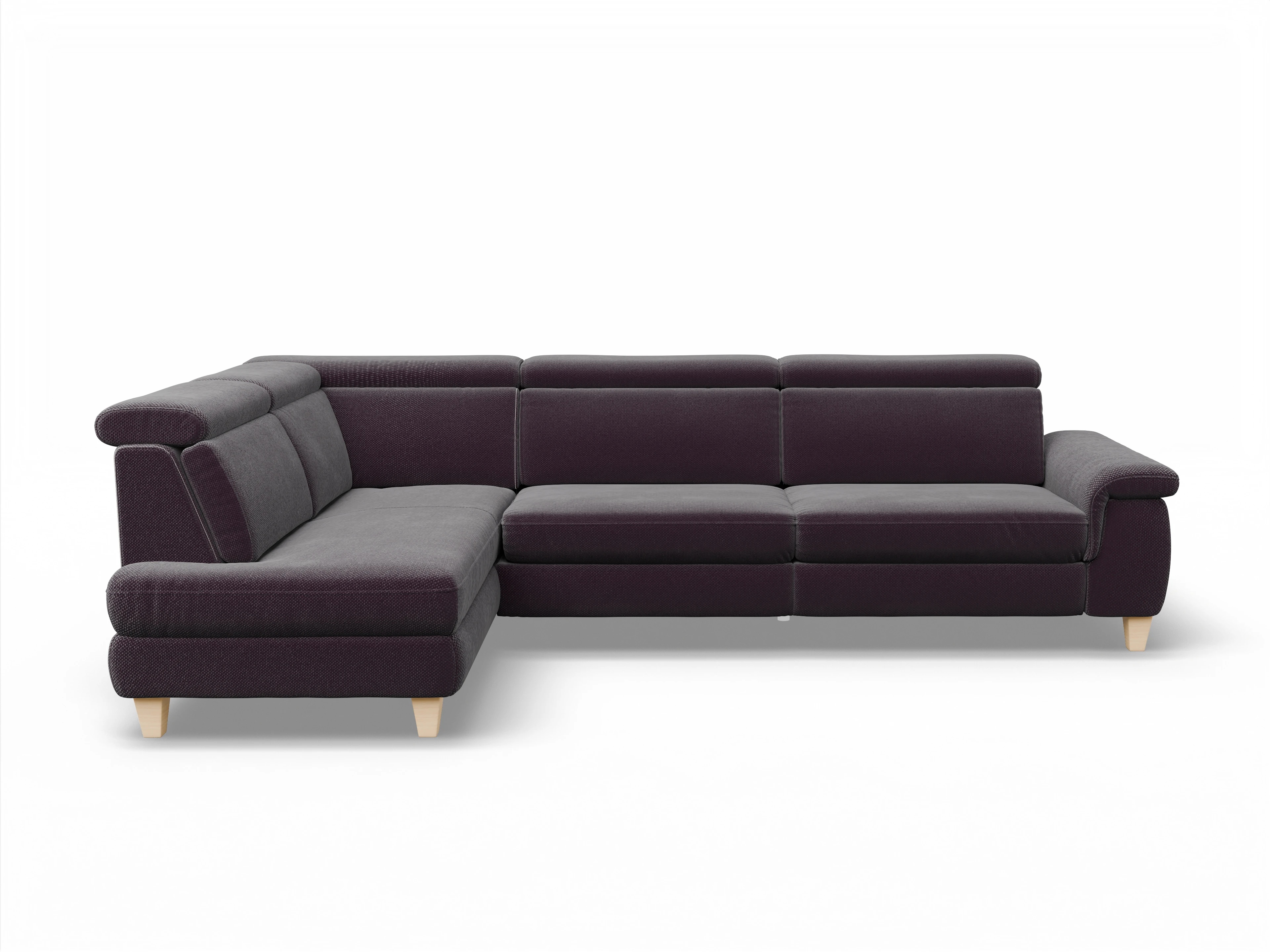 Ansicht des Produktes München Ecksofa links Abschluss offen in Stoff Rot