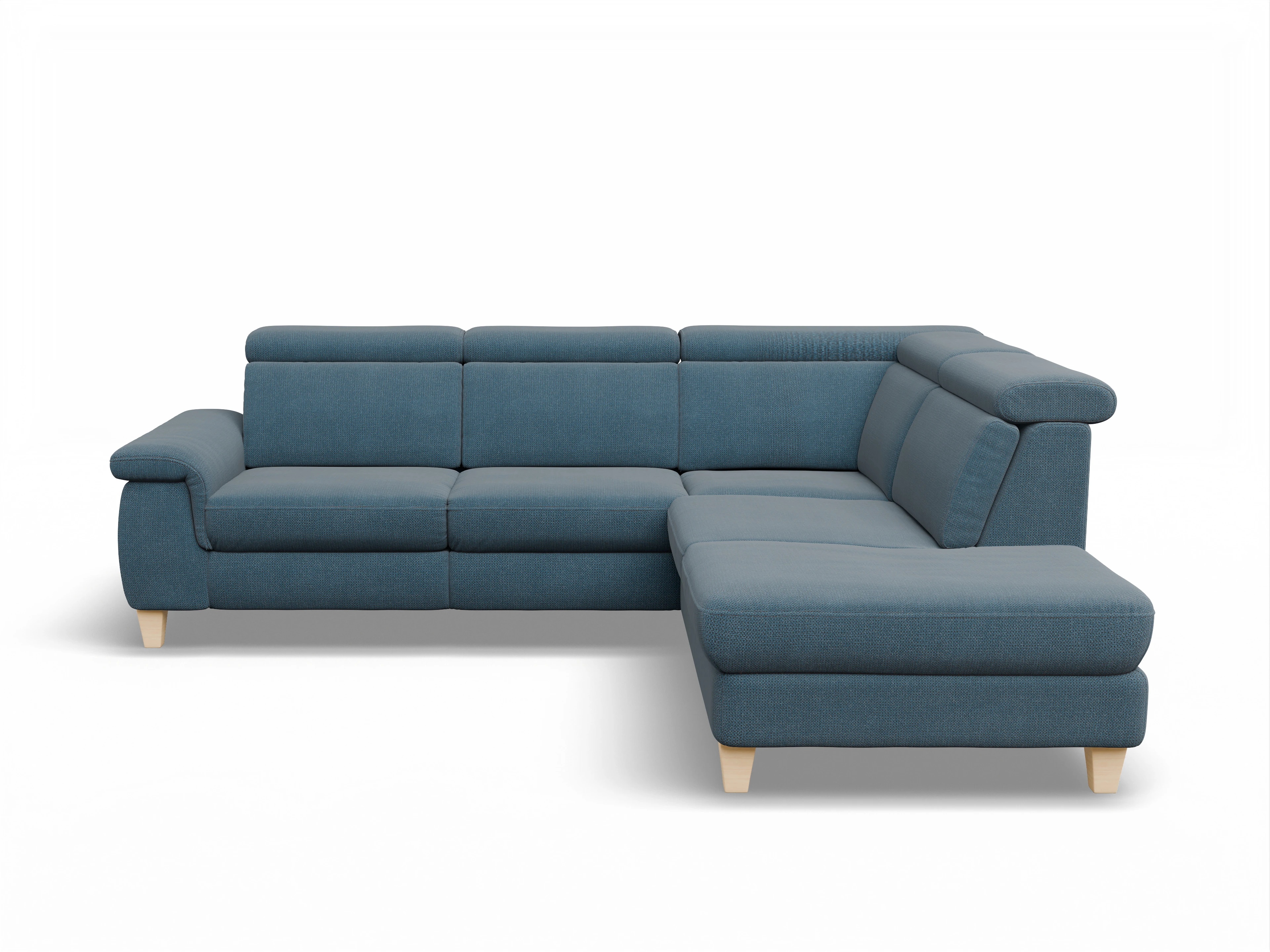 München 1AH WEkl Medium R Ansicht des Produktes München Ecksofa rechts Abschluss offen in Stoff Blau
