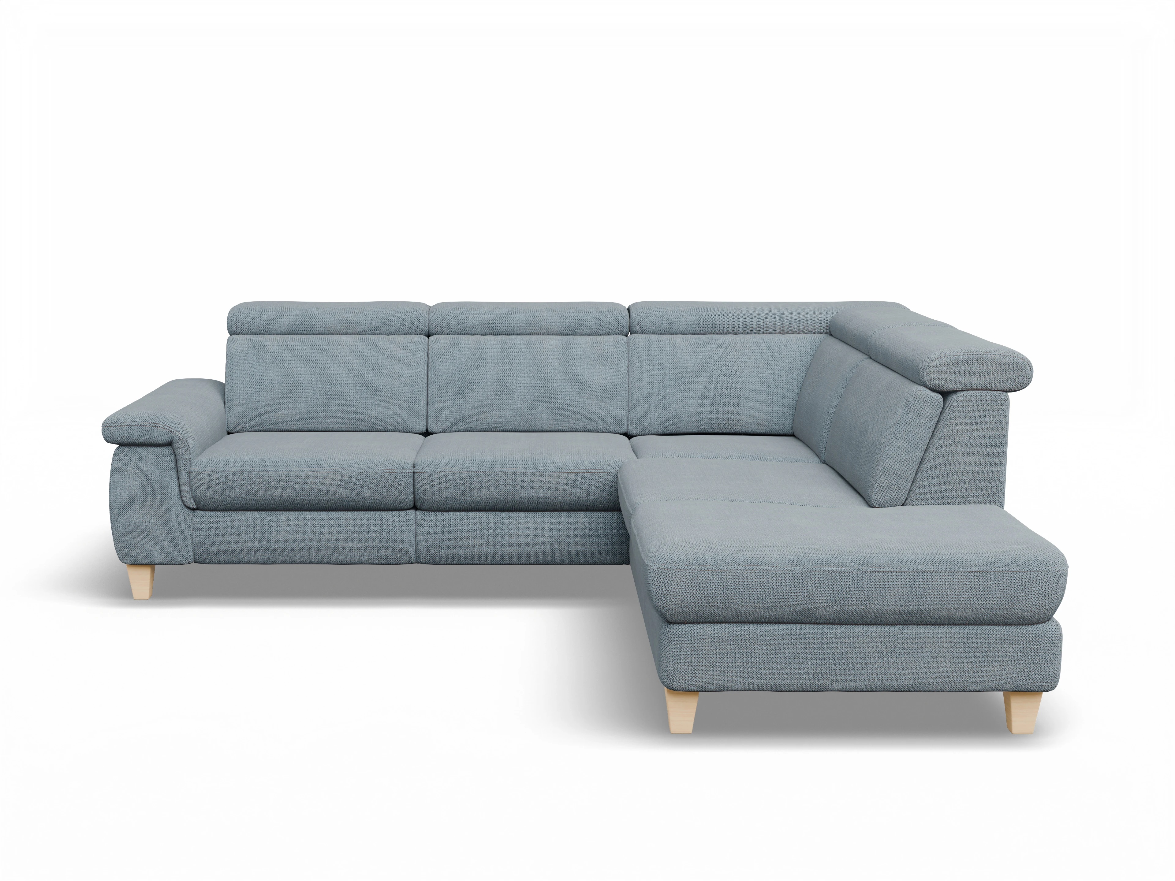 München 1AH WEkl Medium R Ansicht des Produktes München Ecksofa rechts Abschluss offen in Stoff Blau