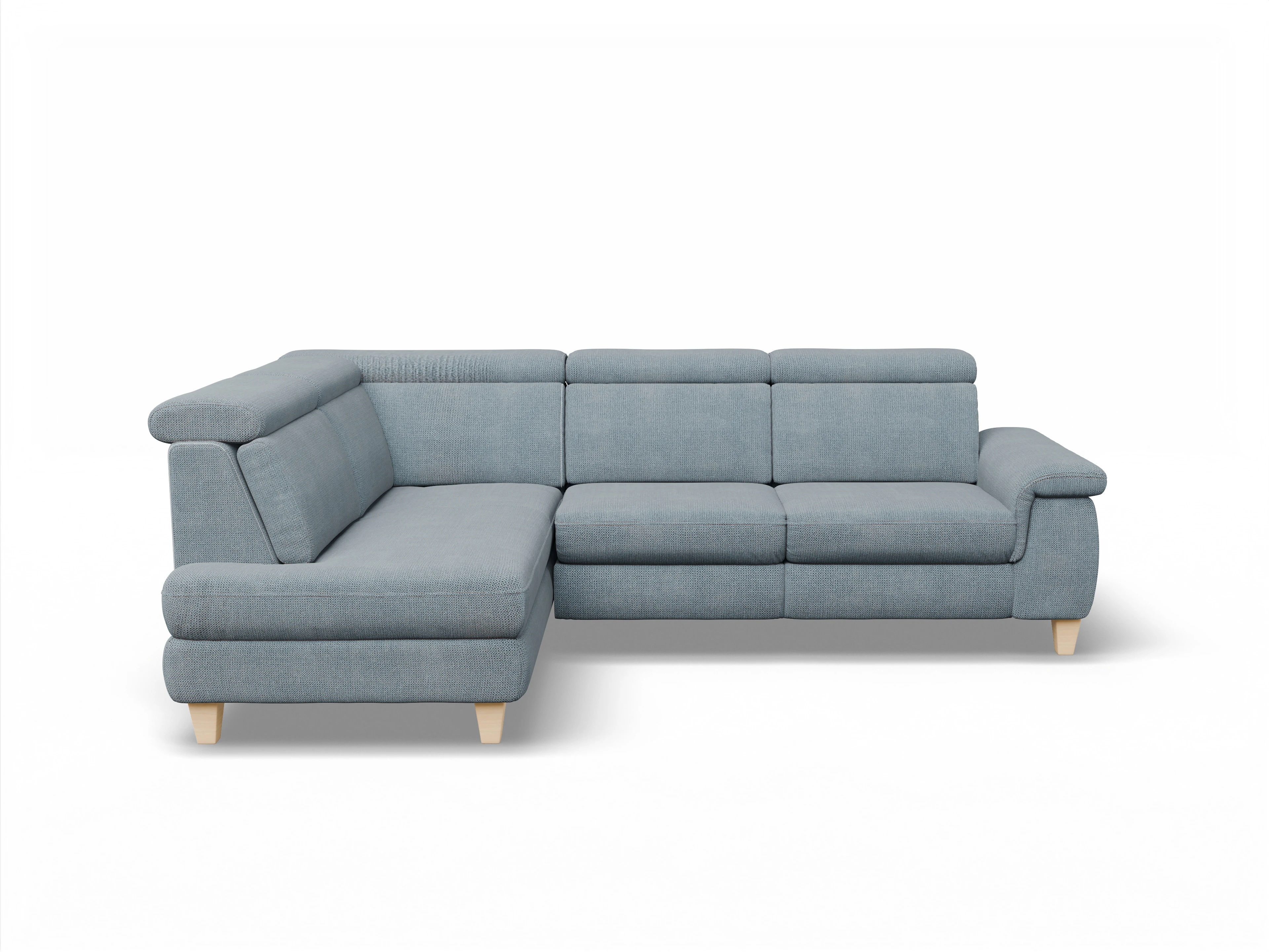 München KO Medium L Ansicht des Produktes München Ecksofa links Abschluss offen in Stoff Blau