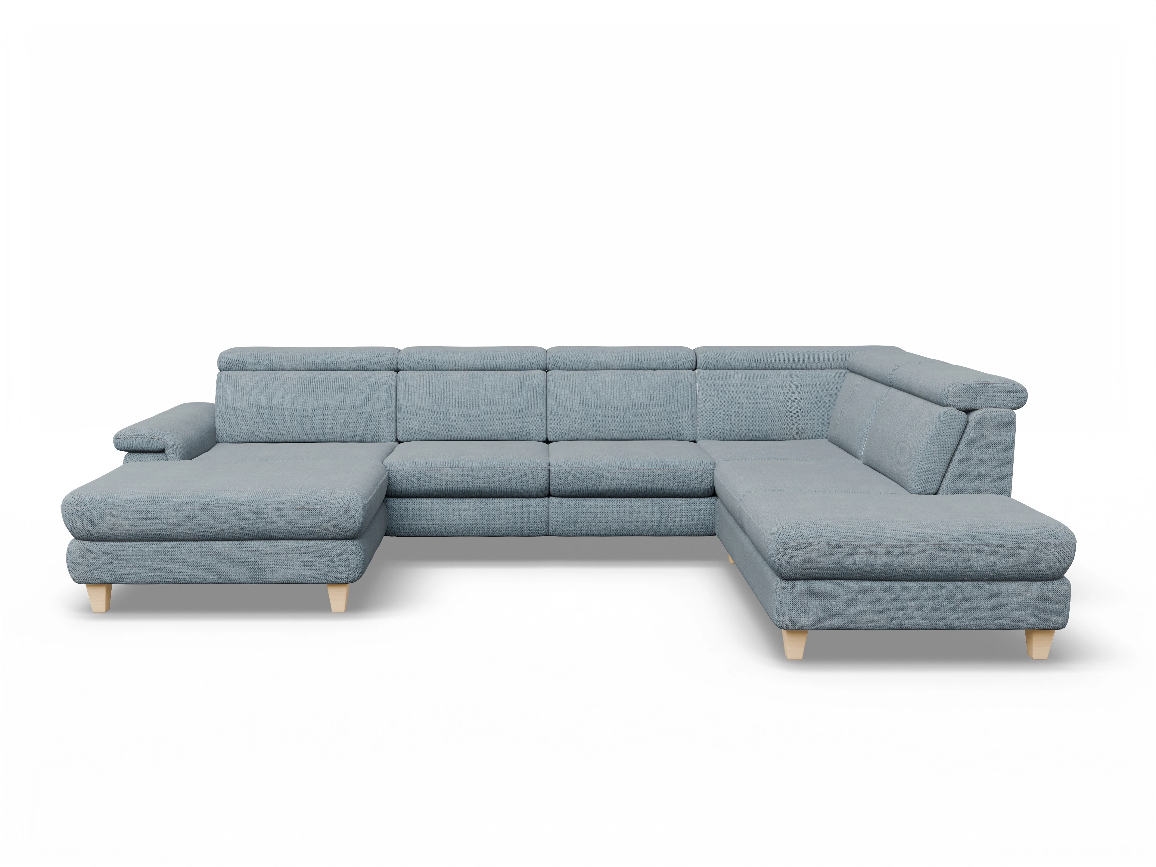 Ansicht des Produktes München Wohnlandschaft offen beidseitig in Stoff Blau