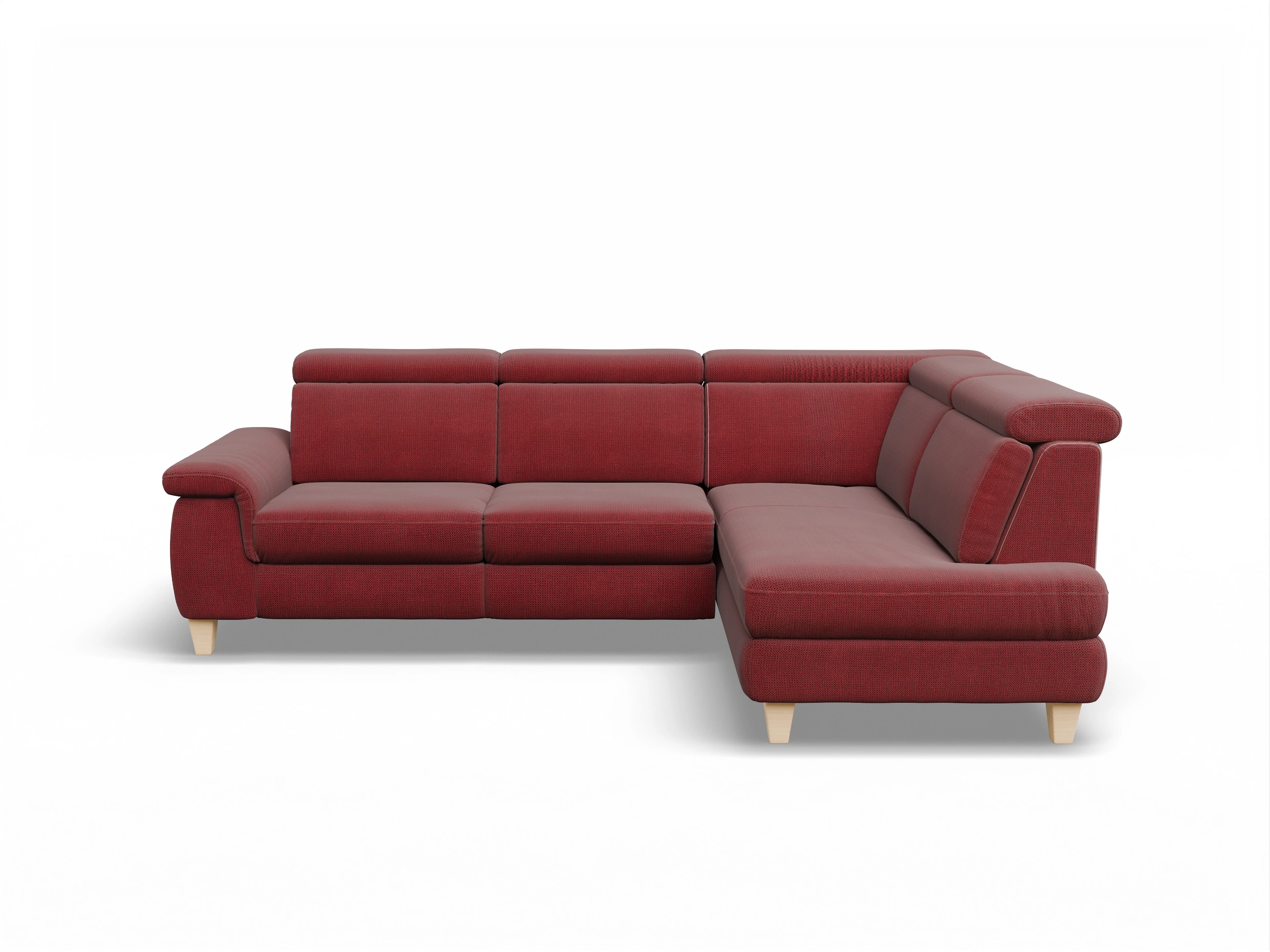Ansicht des Produktes München Ecksofa rechts Abschluss offen in Stoff Rot
