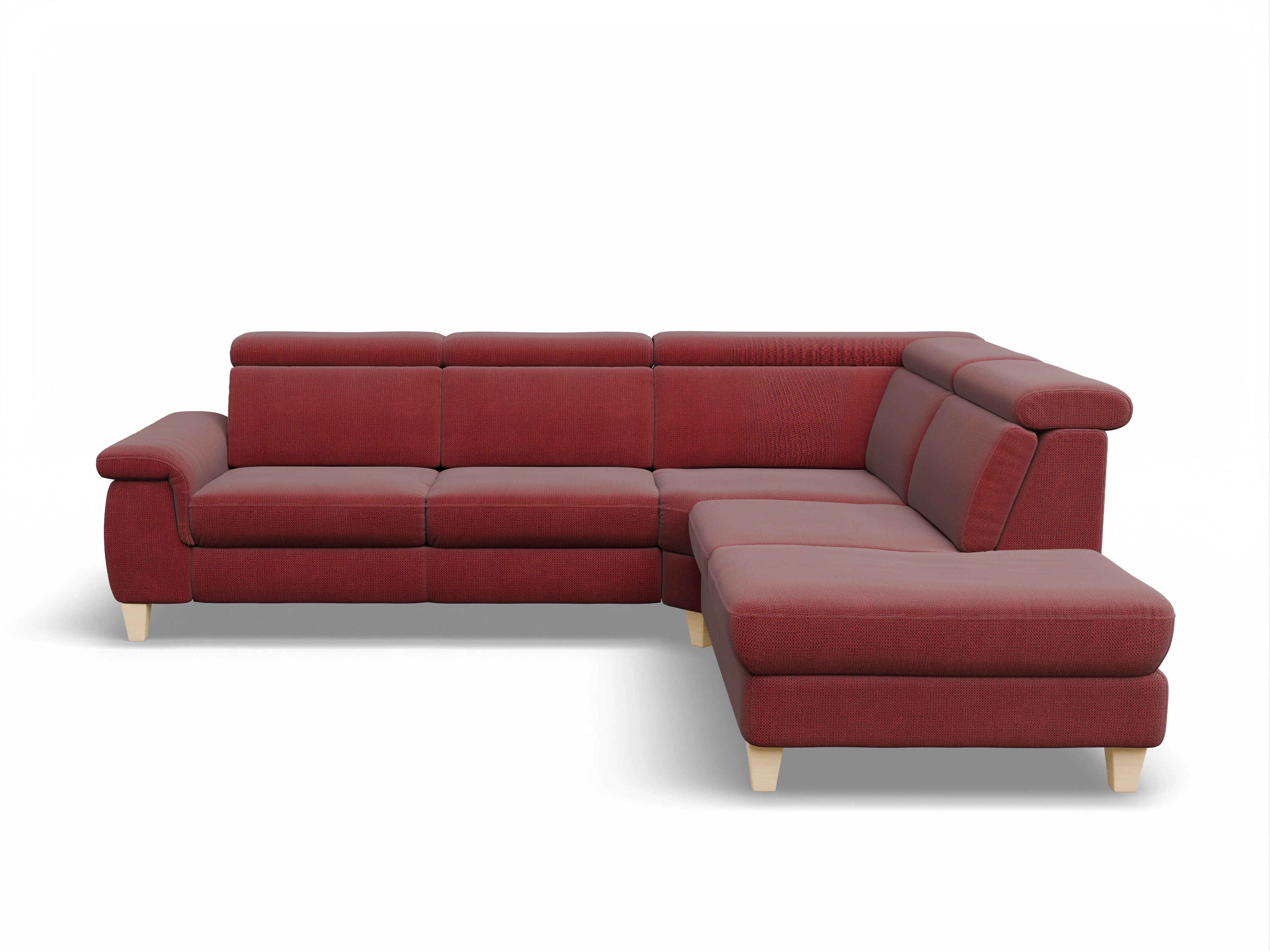 Ansicht des Produktes München Ecksofa rechts Abschluss offen in Stoff Rot