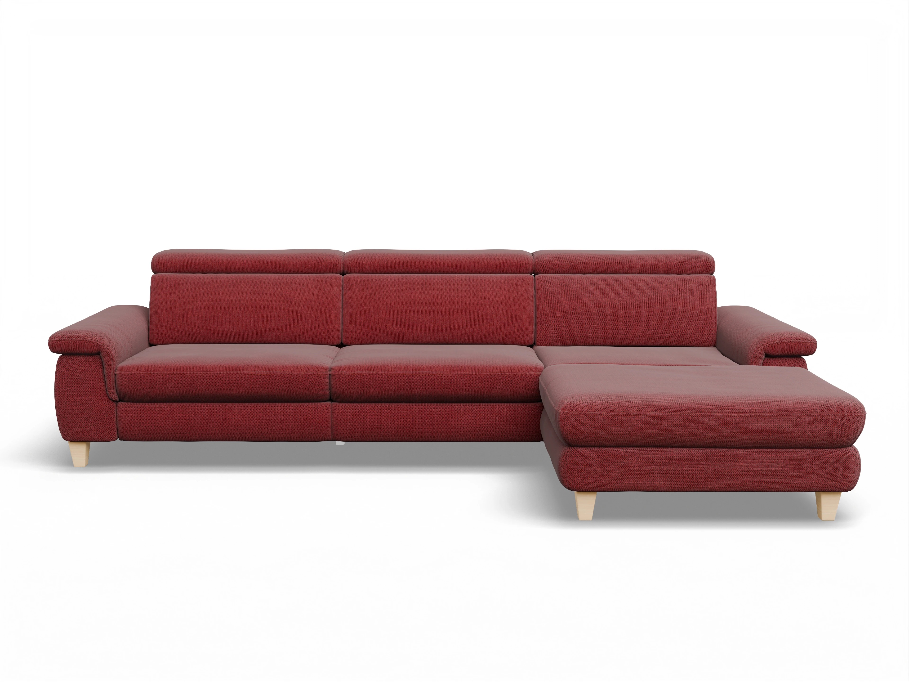 Ansicht des Produktes München Ecksofa rechts Abschluss offen in Stoff Rot
