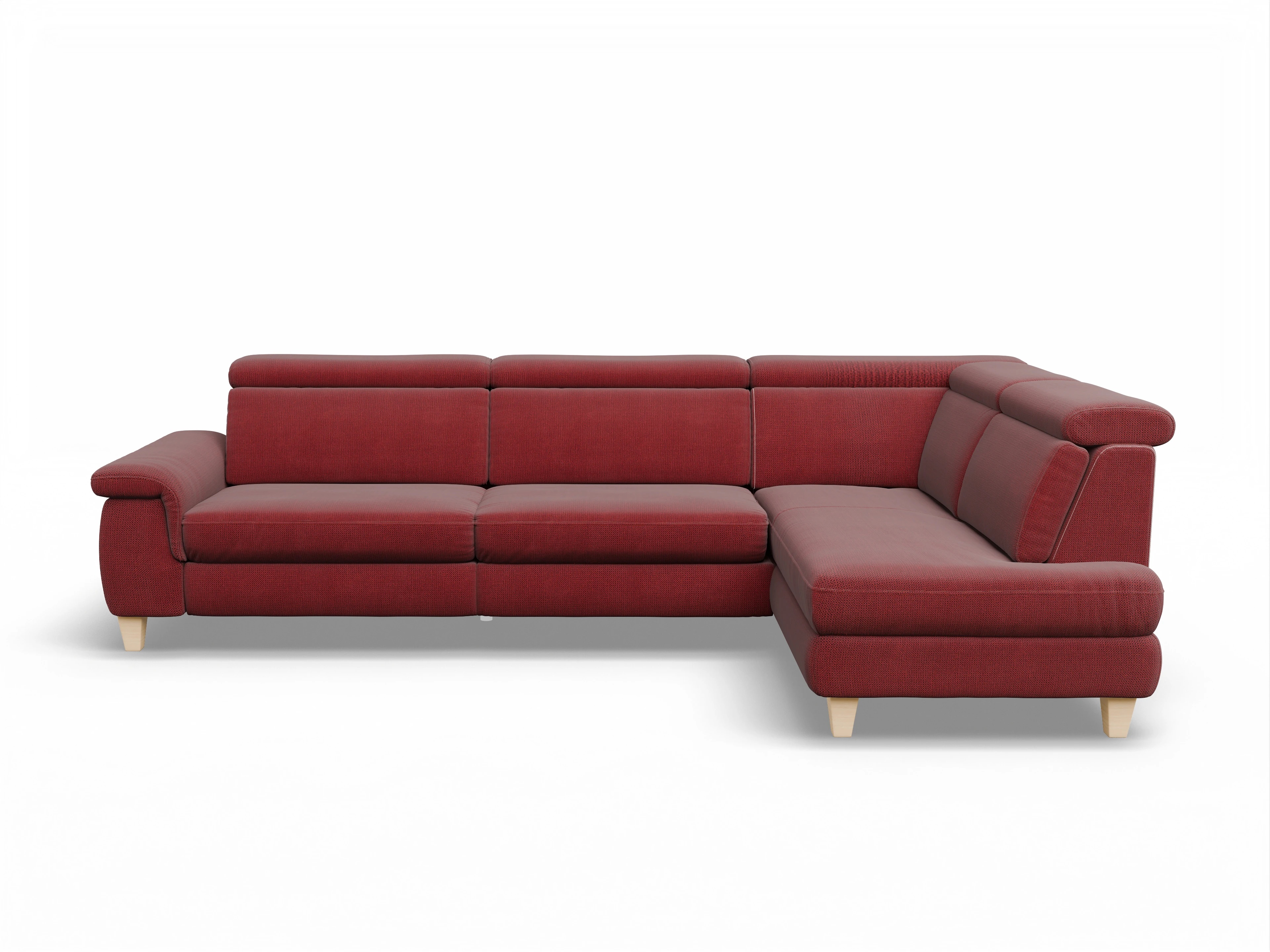 Ansicht des Produktes München Ecksofa rechts Abschluss offen in Stoff Rot