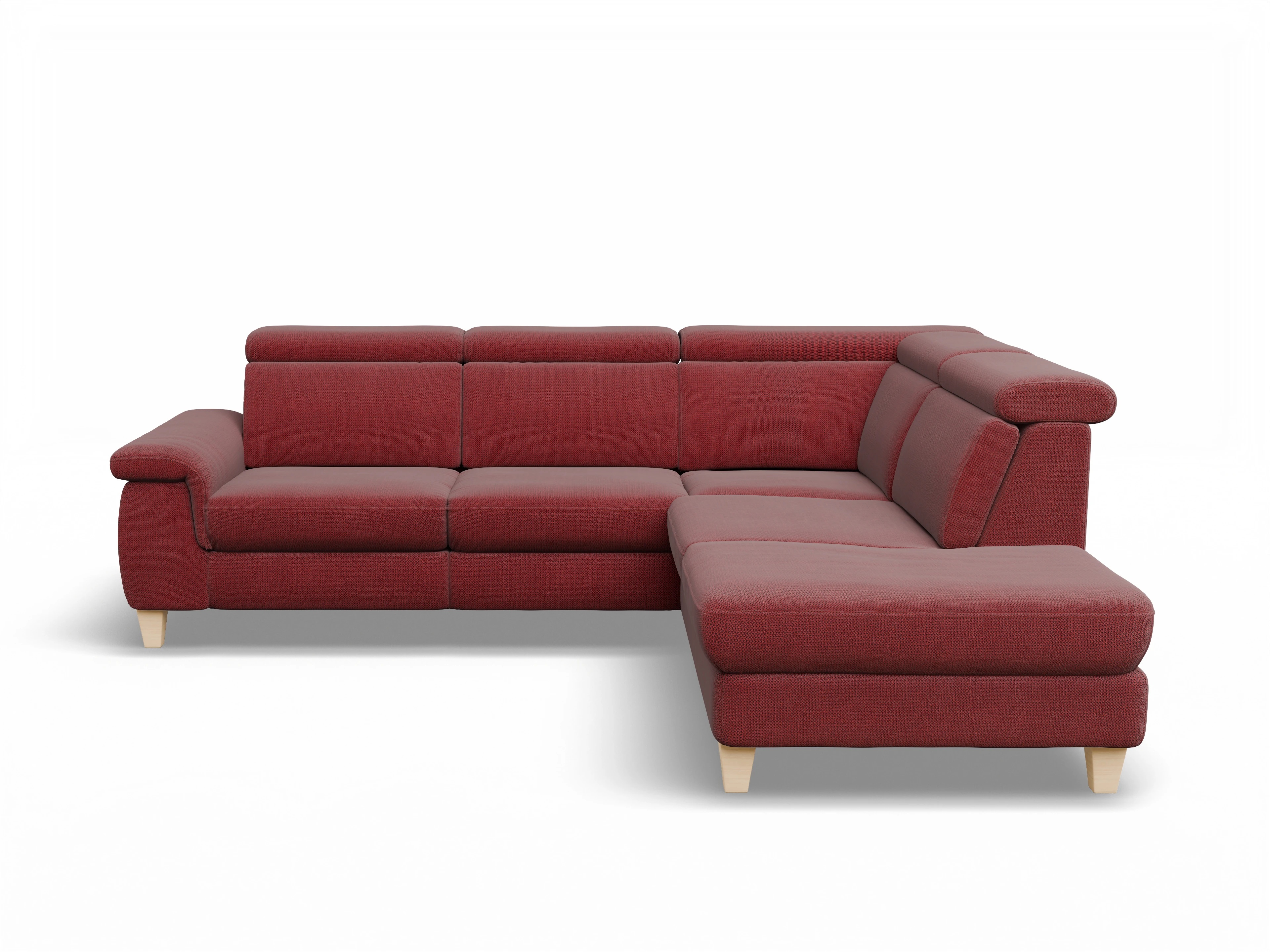 Ansicht des Produktes München Ecksofa rechts Abschluss offen in Stoff Rot