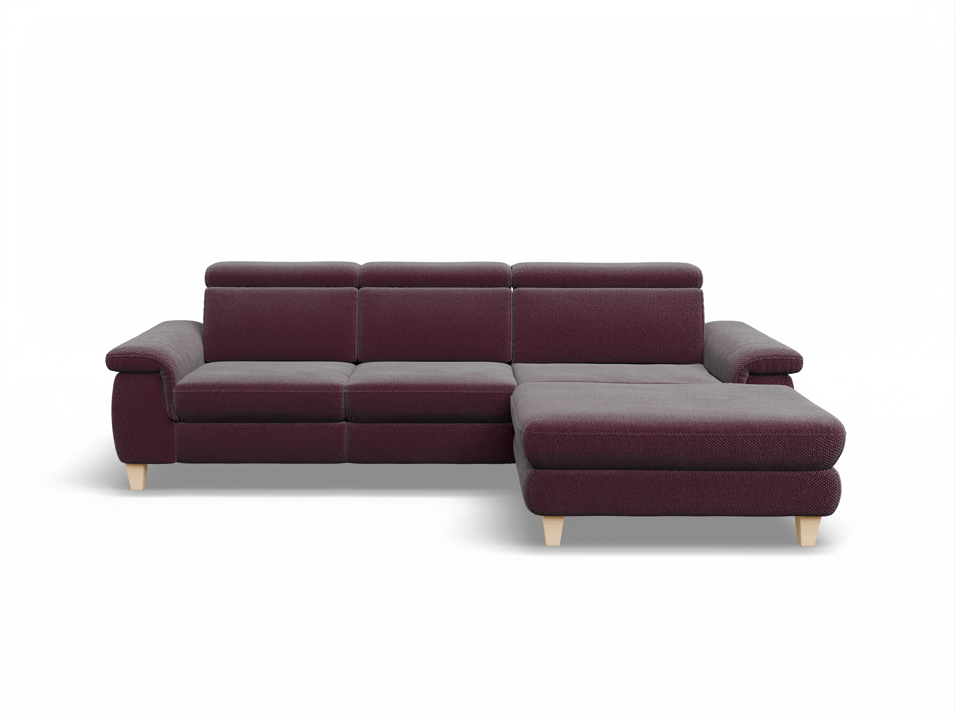 Ansicht des Produktes München Ecksofa rechts Abschluss offen in Stoff Rot
