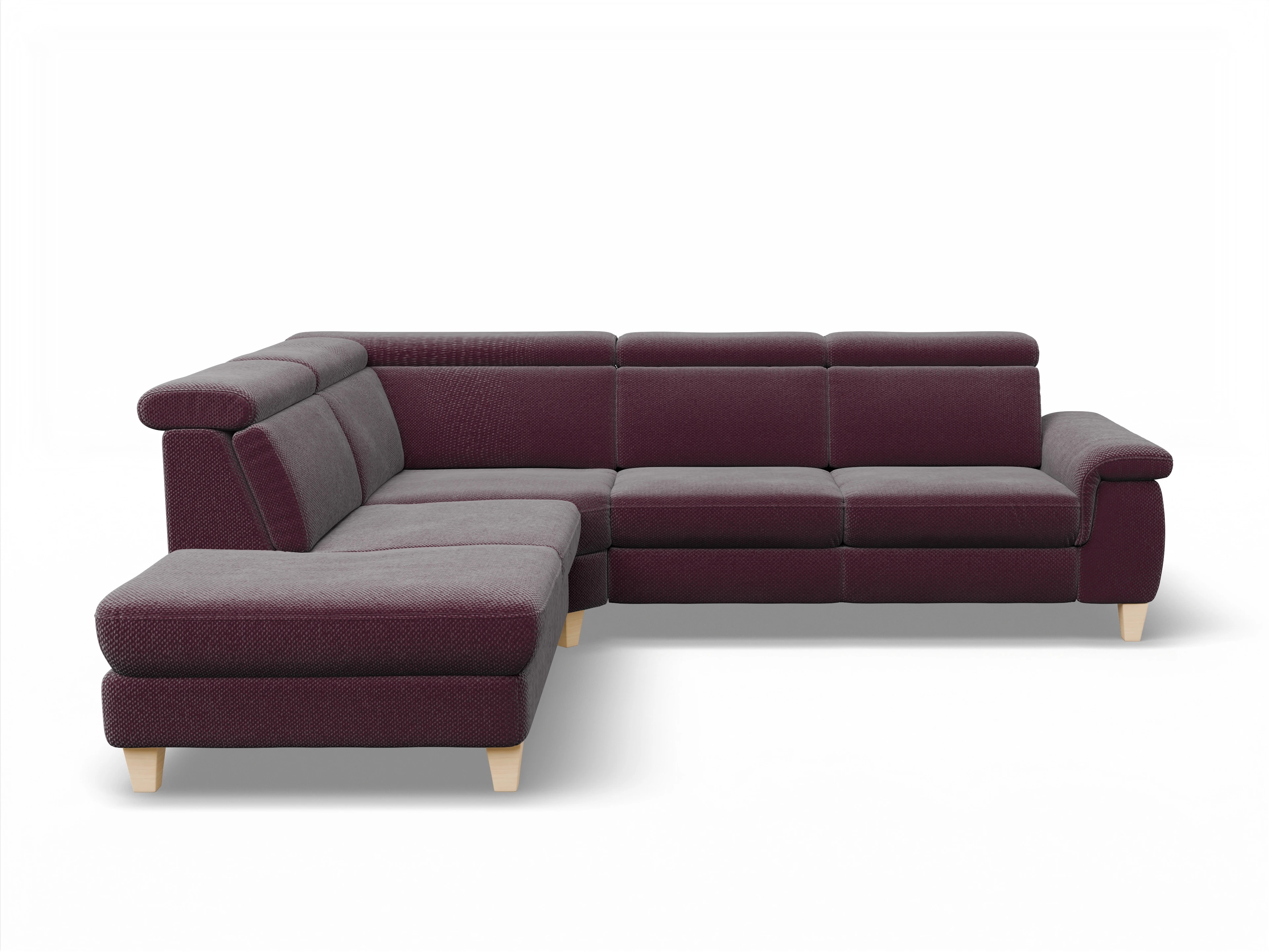 Ansicht des Produktes München Ecksofa links Abschluss offen in Stoff Rot