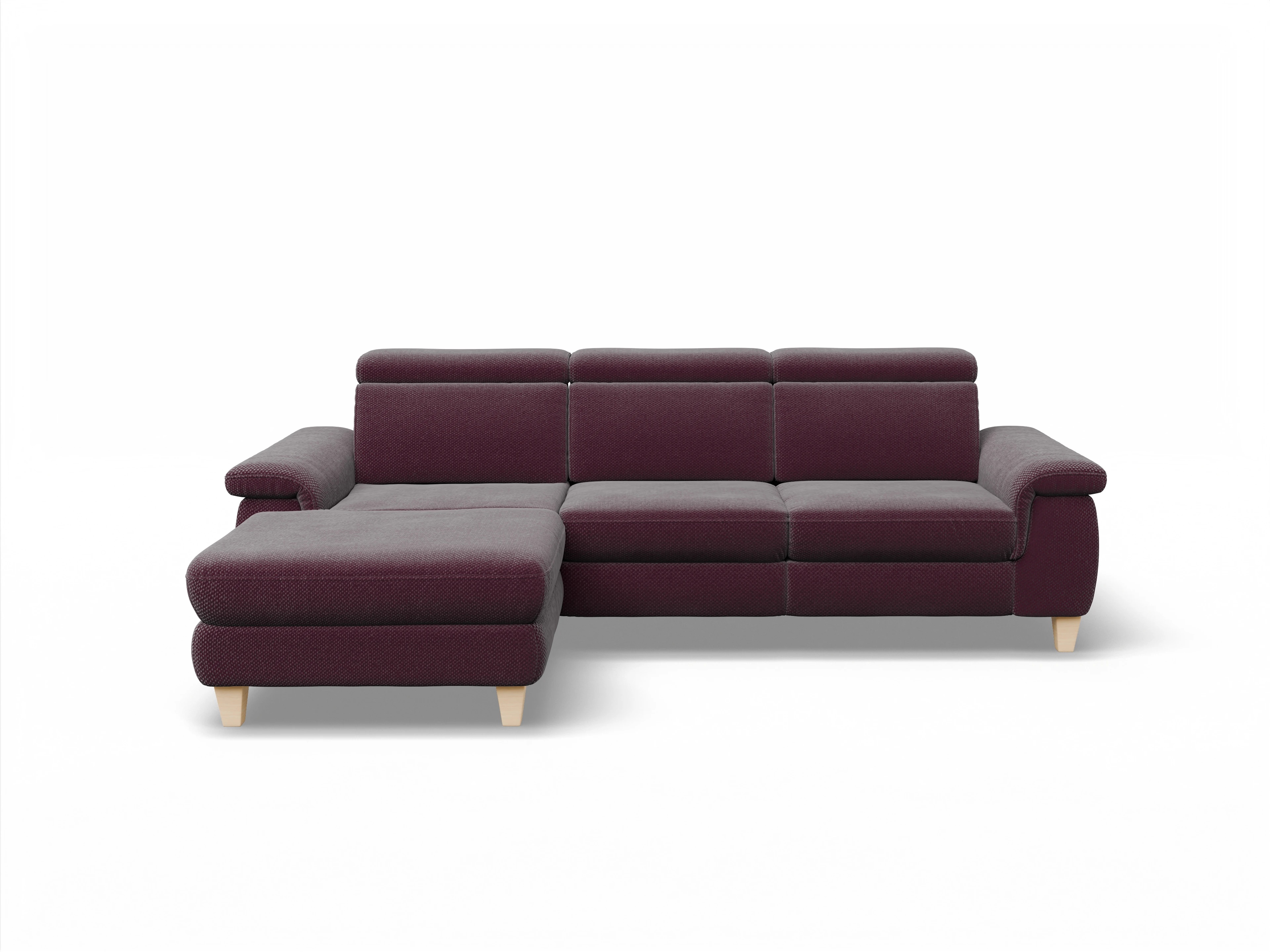 München LO Medium L Ansicht des Produktes München Ecksofa links Abschluss offen in Stoff Rot