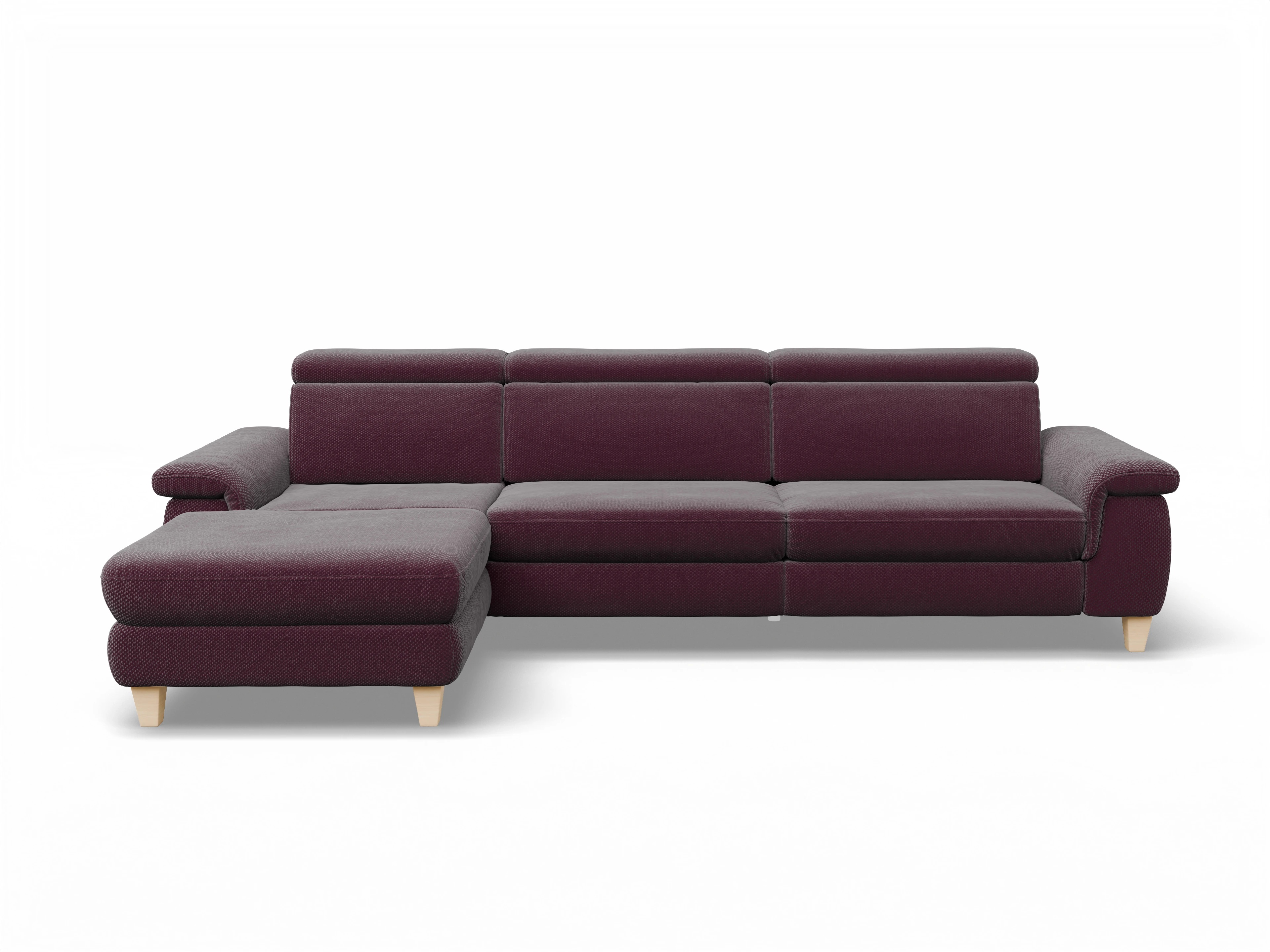 Ansicht des Produktes München Ecksofa links Abschluss offen in Stoff Rot