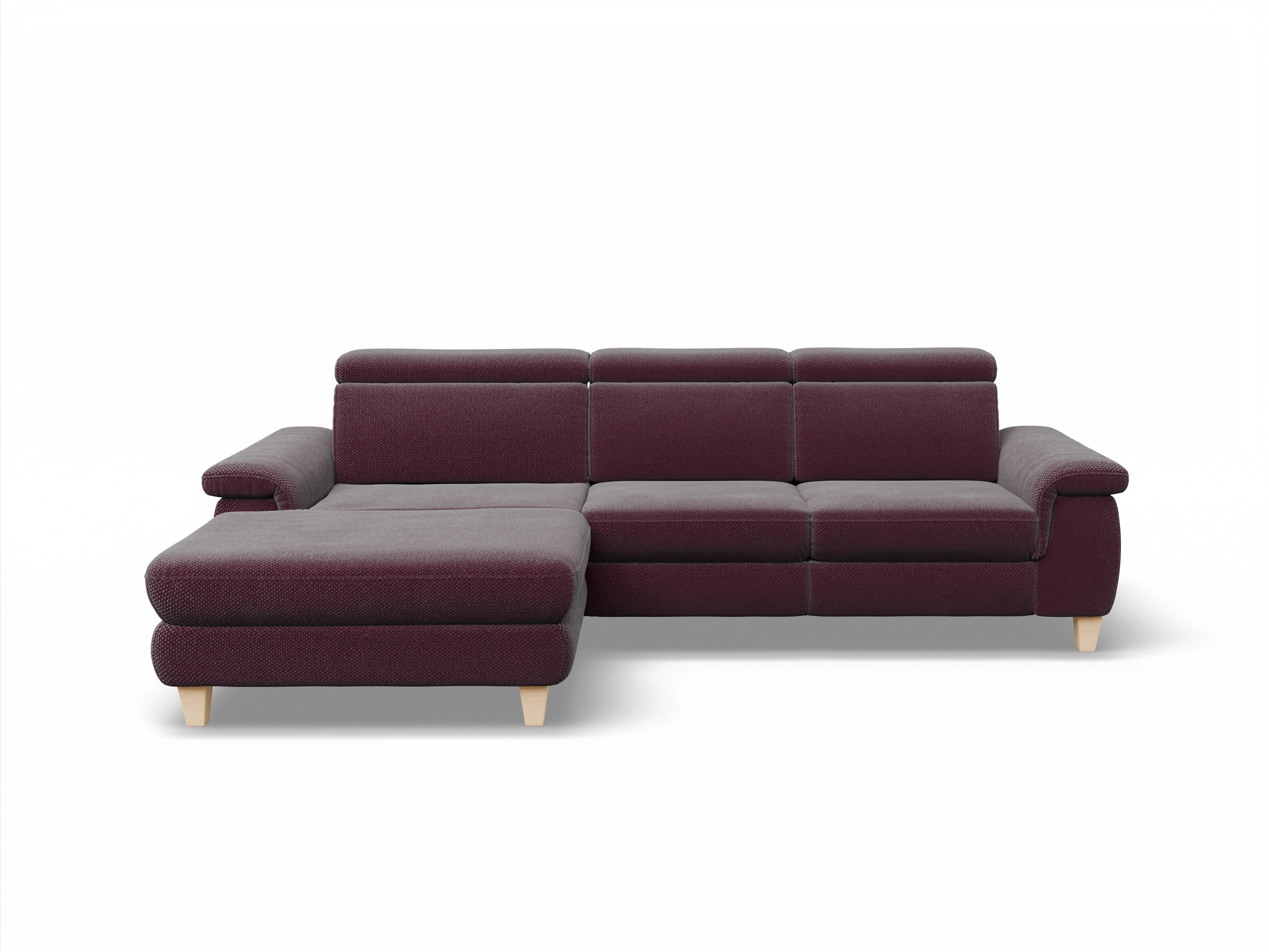 München LOgroß Medium L Ansicht des Produktes München Ecksofa links Abschluss offen in Stoff Rot