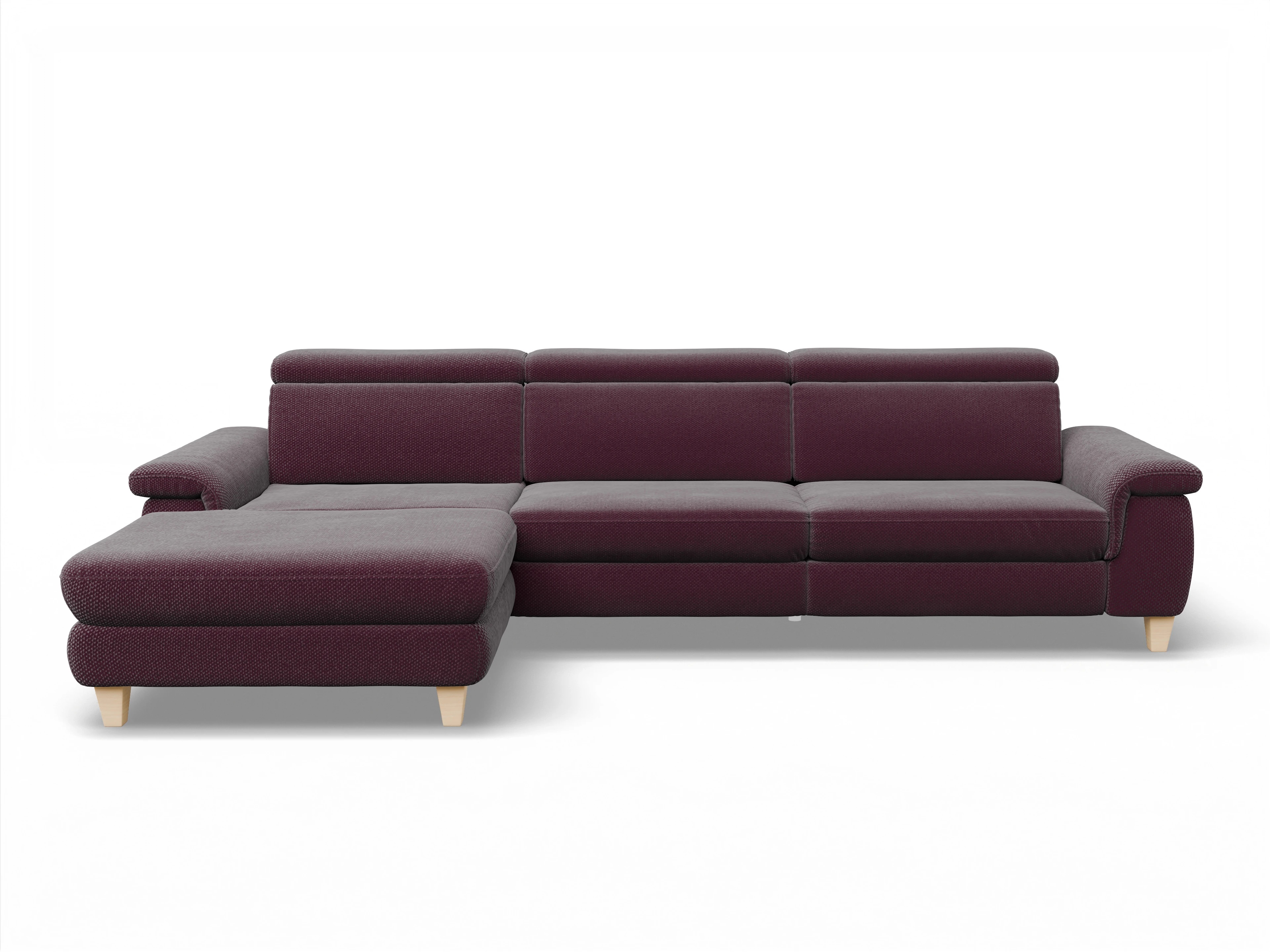 Ansicht des Produktes München Ecksofa links Abschluss offen in Stoff Rot