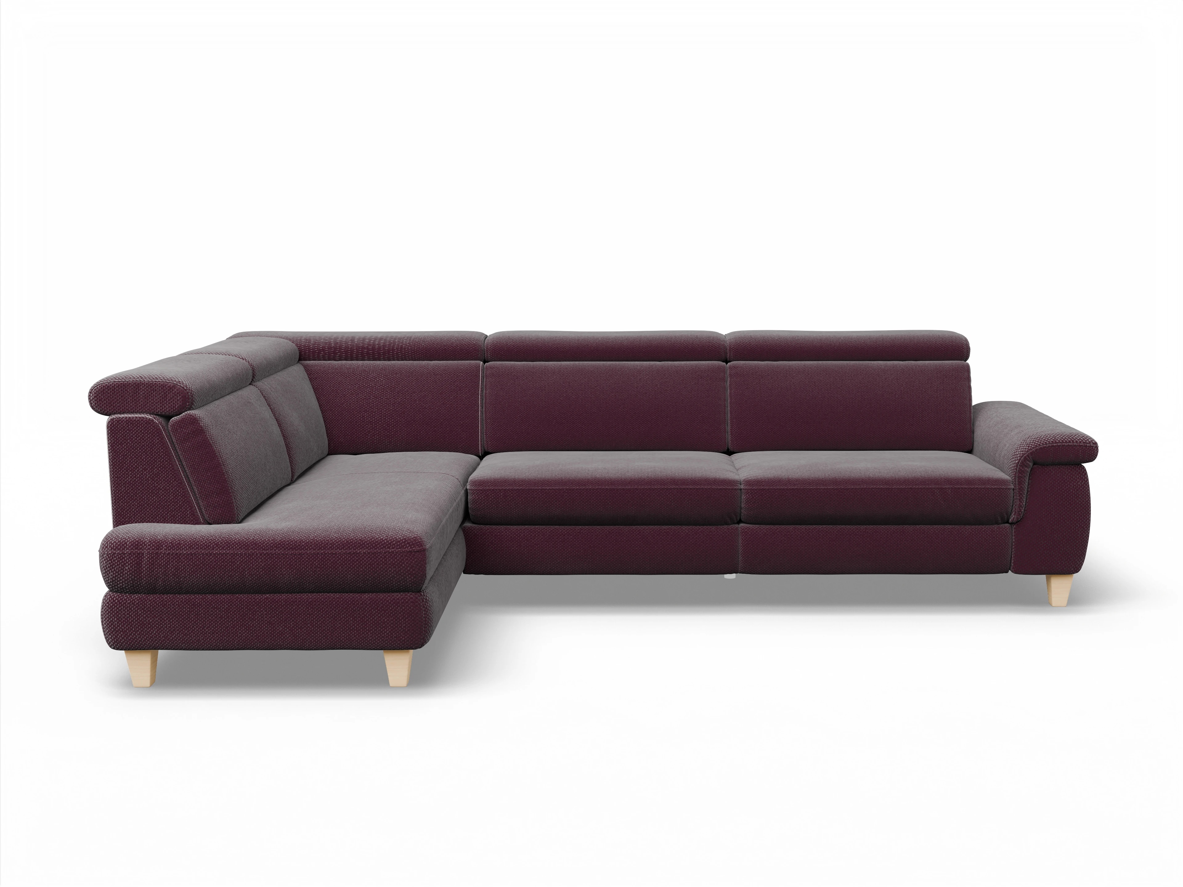 Ansicht des Produktes München Ecksofa links Abschluss offen in Stoff Rot