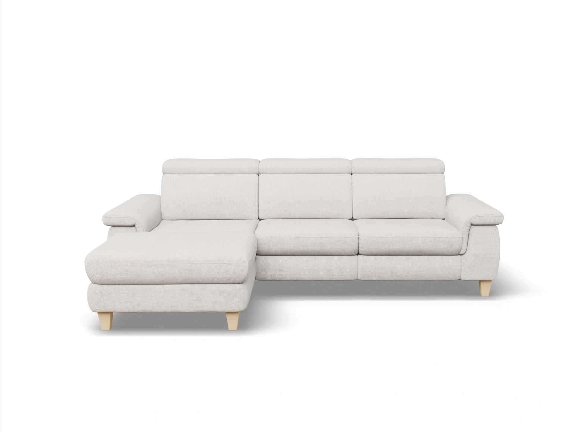 Ansicht des Produktes München Ecksofa links Abschluss offen in Stoff Beige