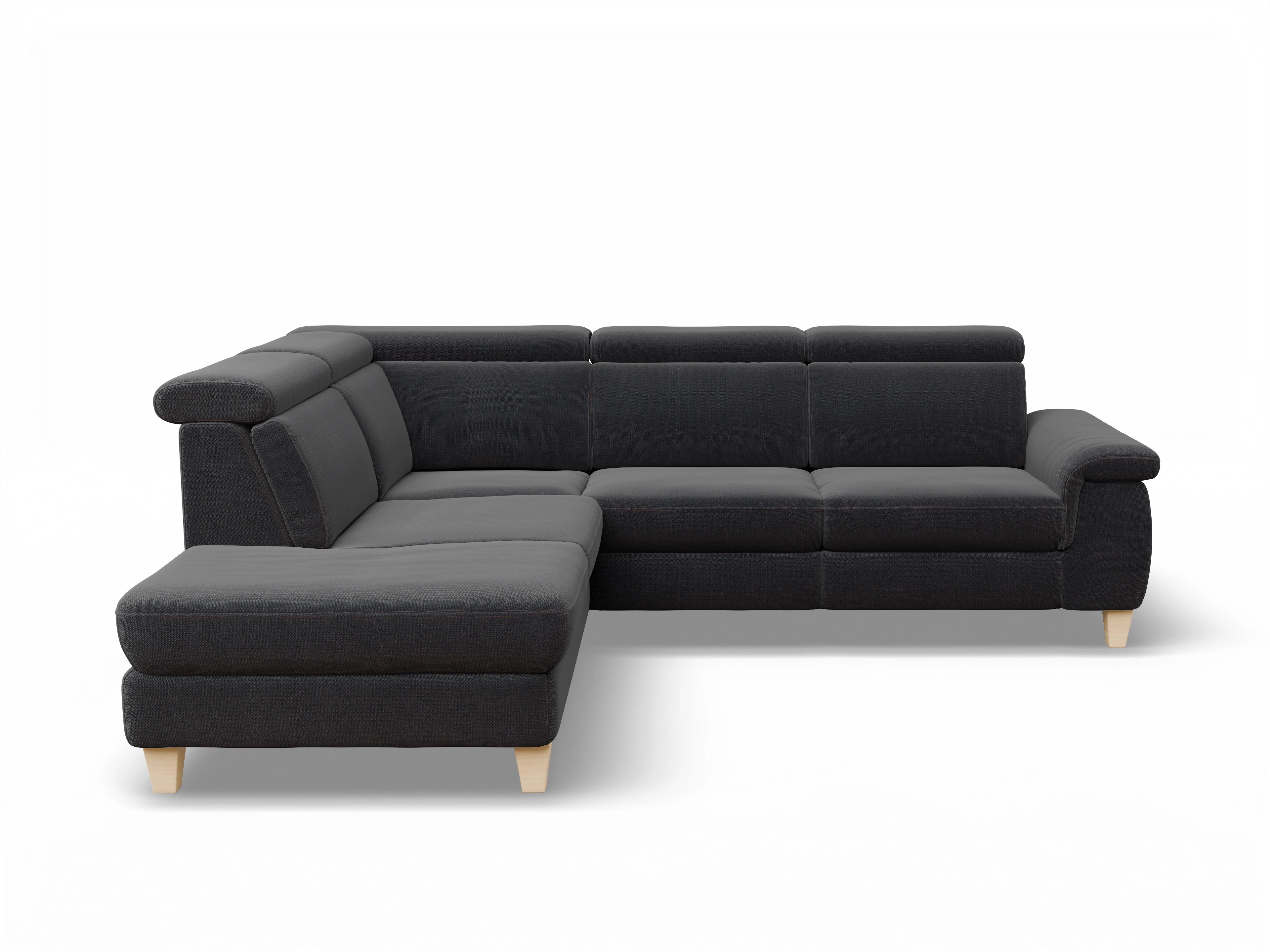Ansicht des Produktes München Ecksofa links mit Armlehne in Stoff Blau