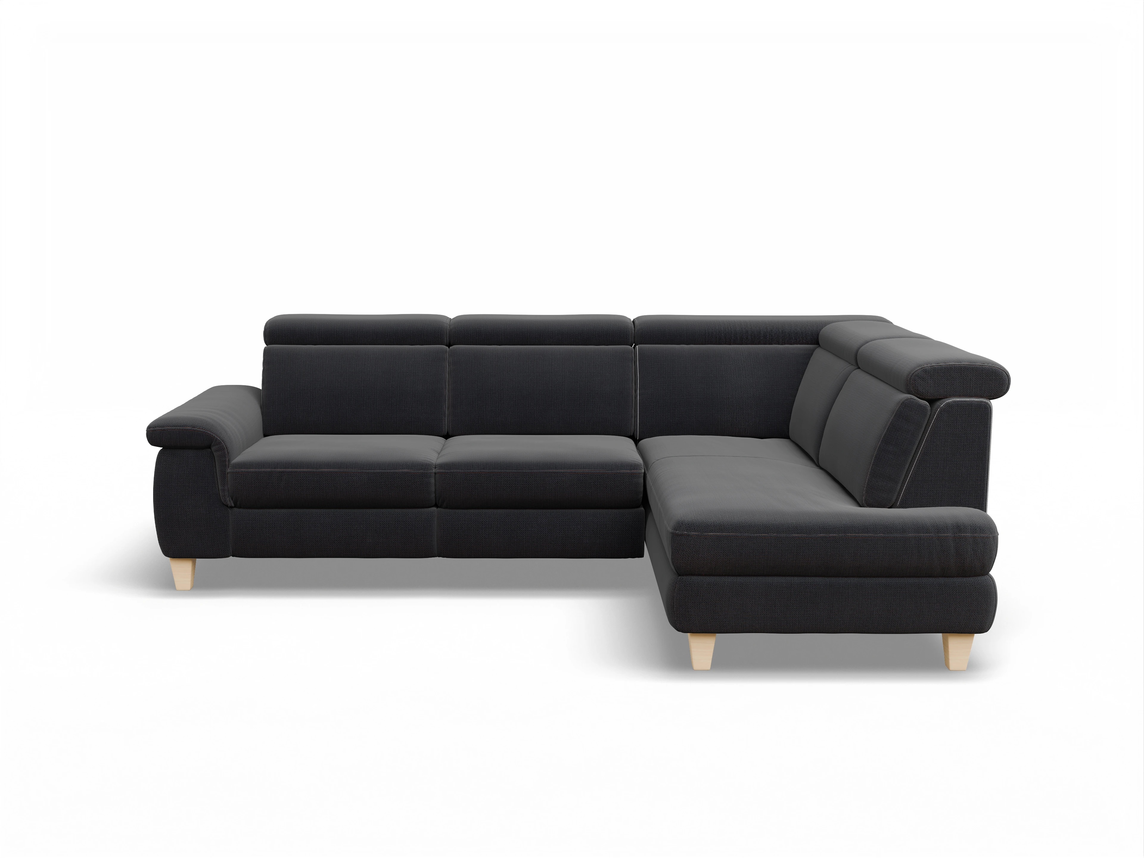 München KO Medium R Ansicht des Produktes München Ecksofa rechts Abschluss offen in Stoff Blau