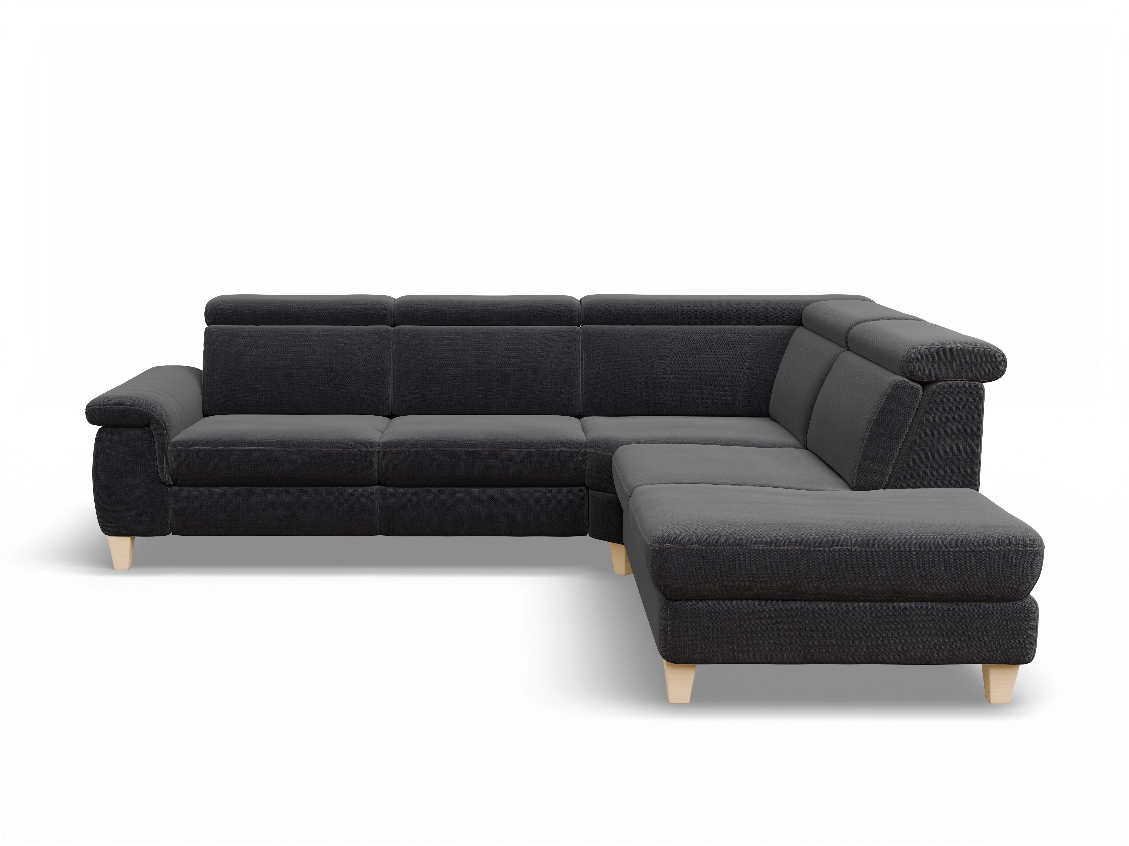 München 1Aho WE Small R Ansicht des Produktes München Ecksofa rechts Abschluss offen in Stoff Blau
