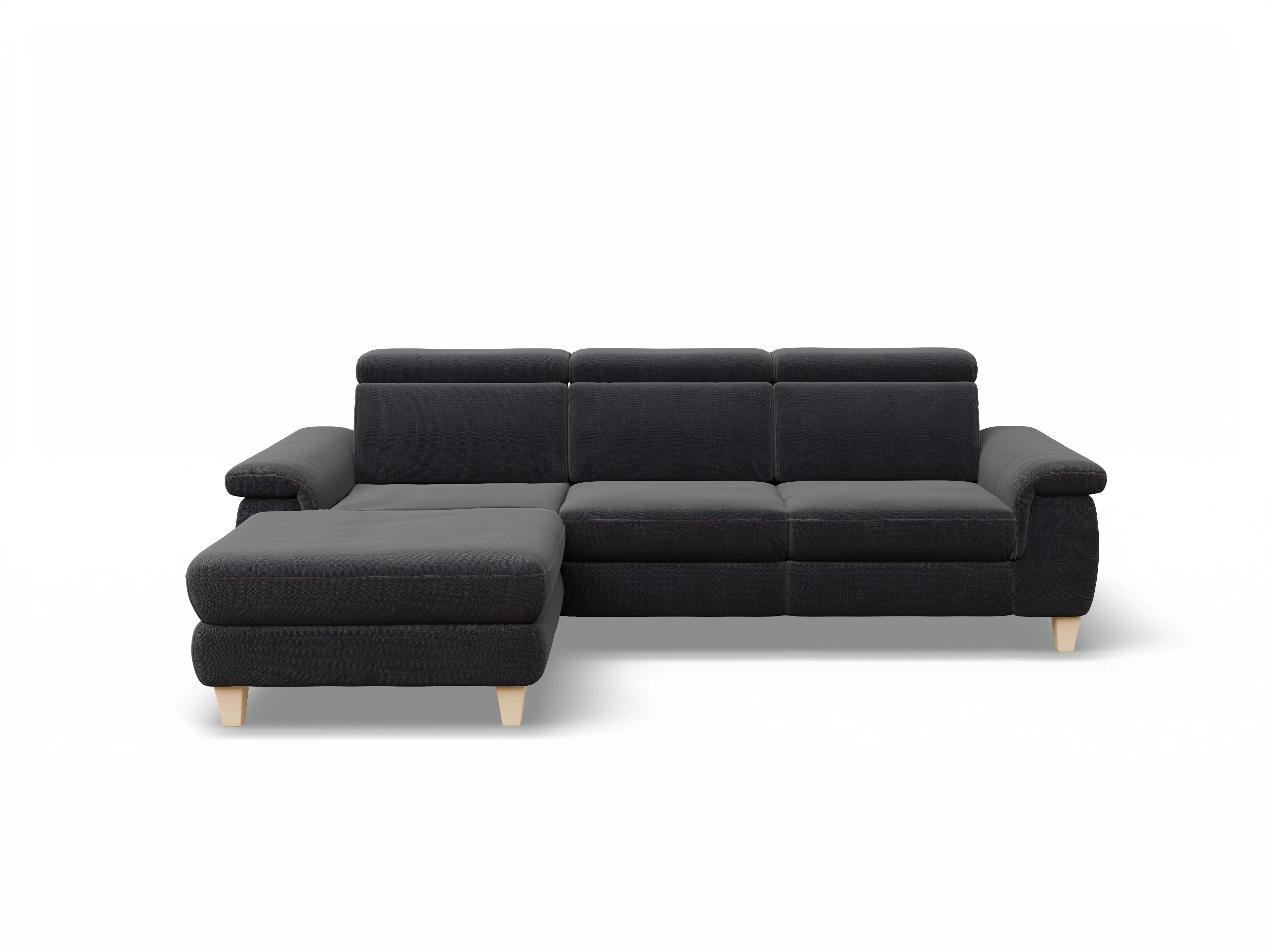 Ansicht des Produktes München Ecksofa links Abschluss offen in Stoff Blau