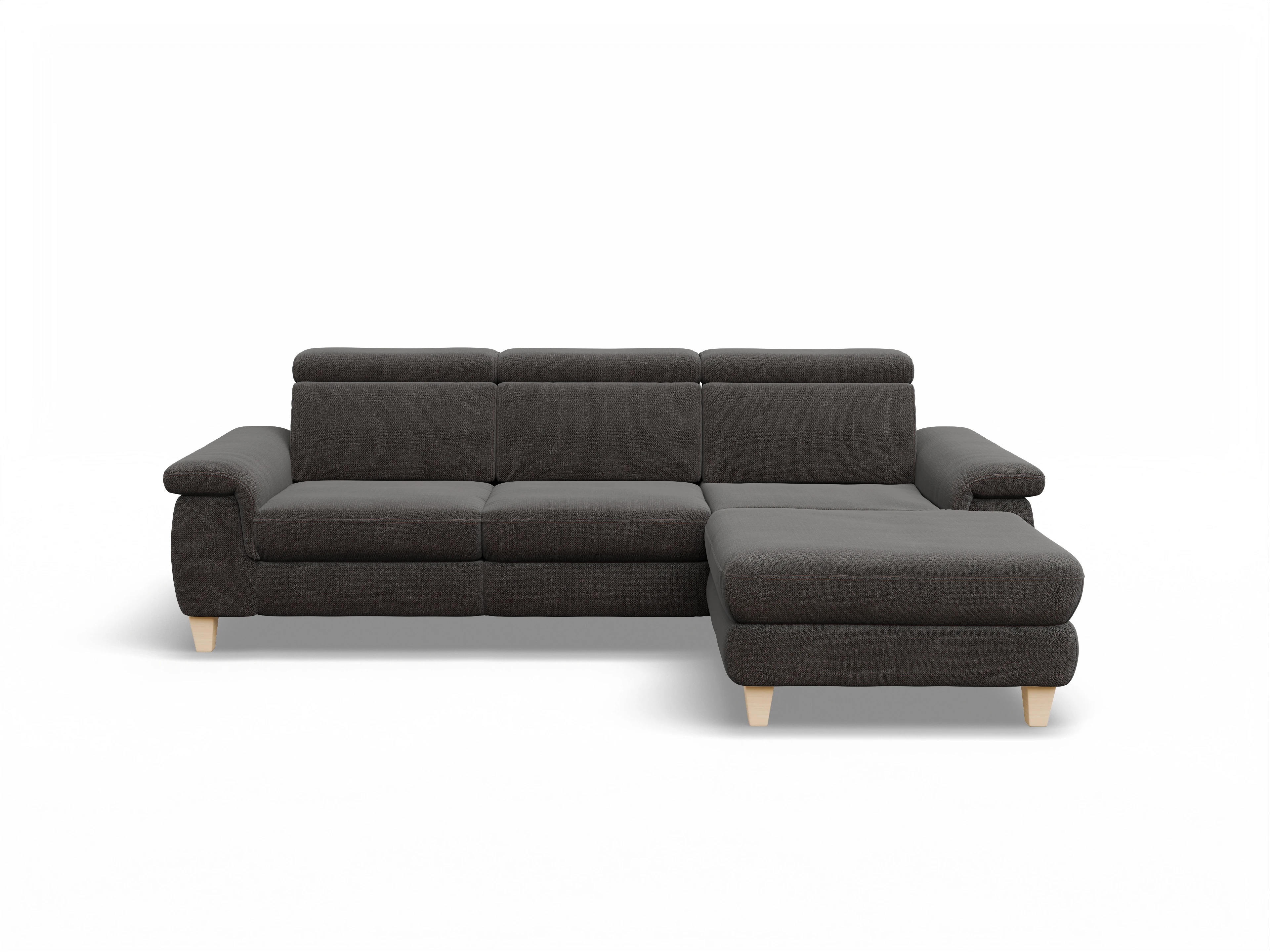 München LO Medium R Ansicht des Produktes München Ecksofa rechts Abschluss offen in Stoff Grau