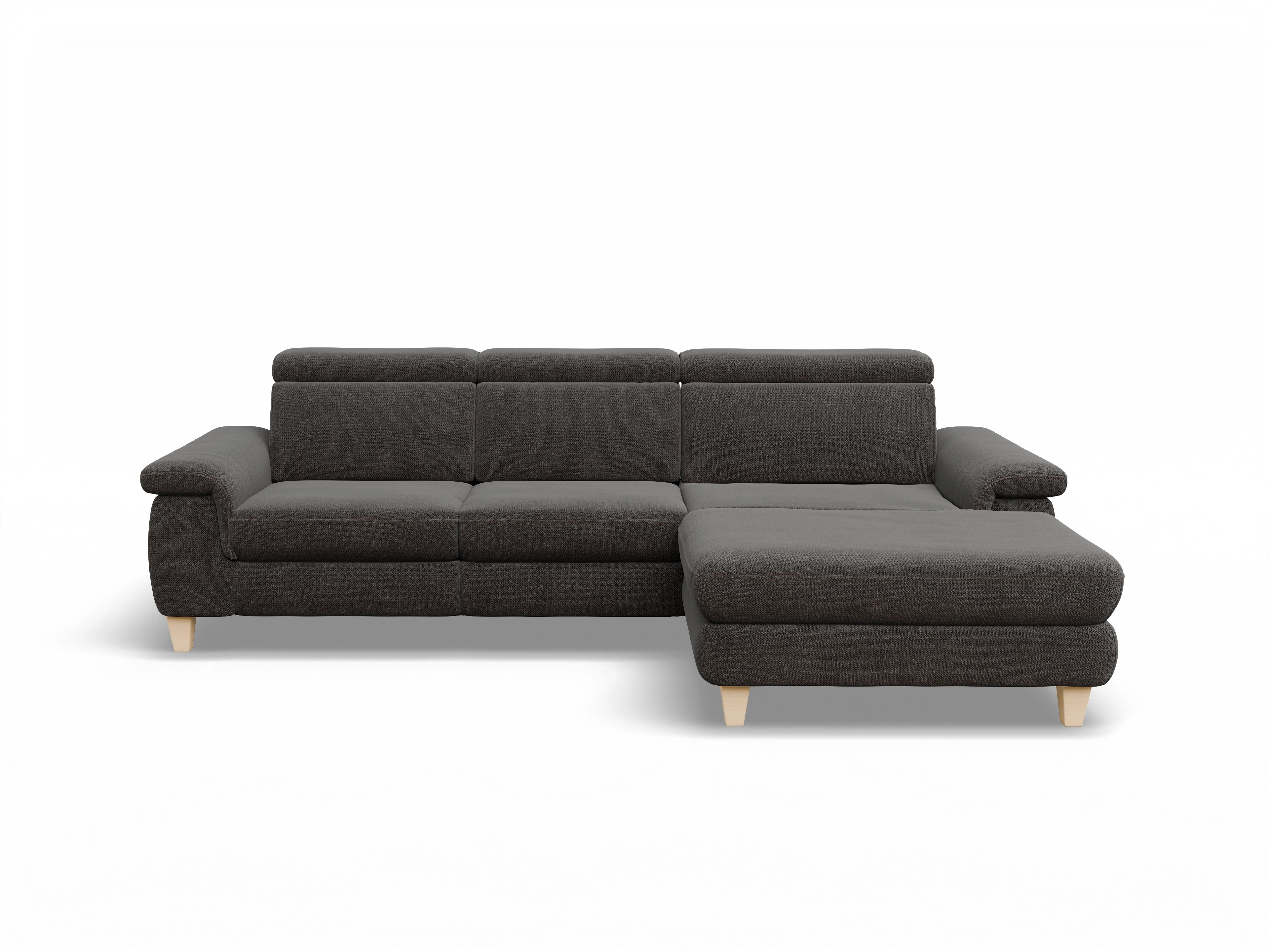 München LOgroß Medium R Ansicht des Produktes München Ecksofa rechts Abschluss offen in Stoff Grau