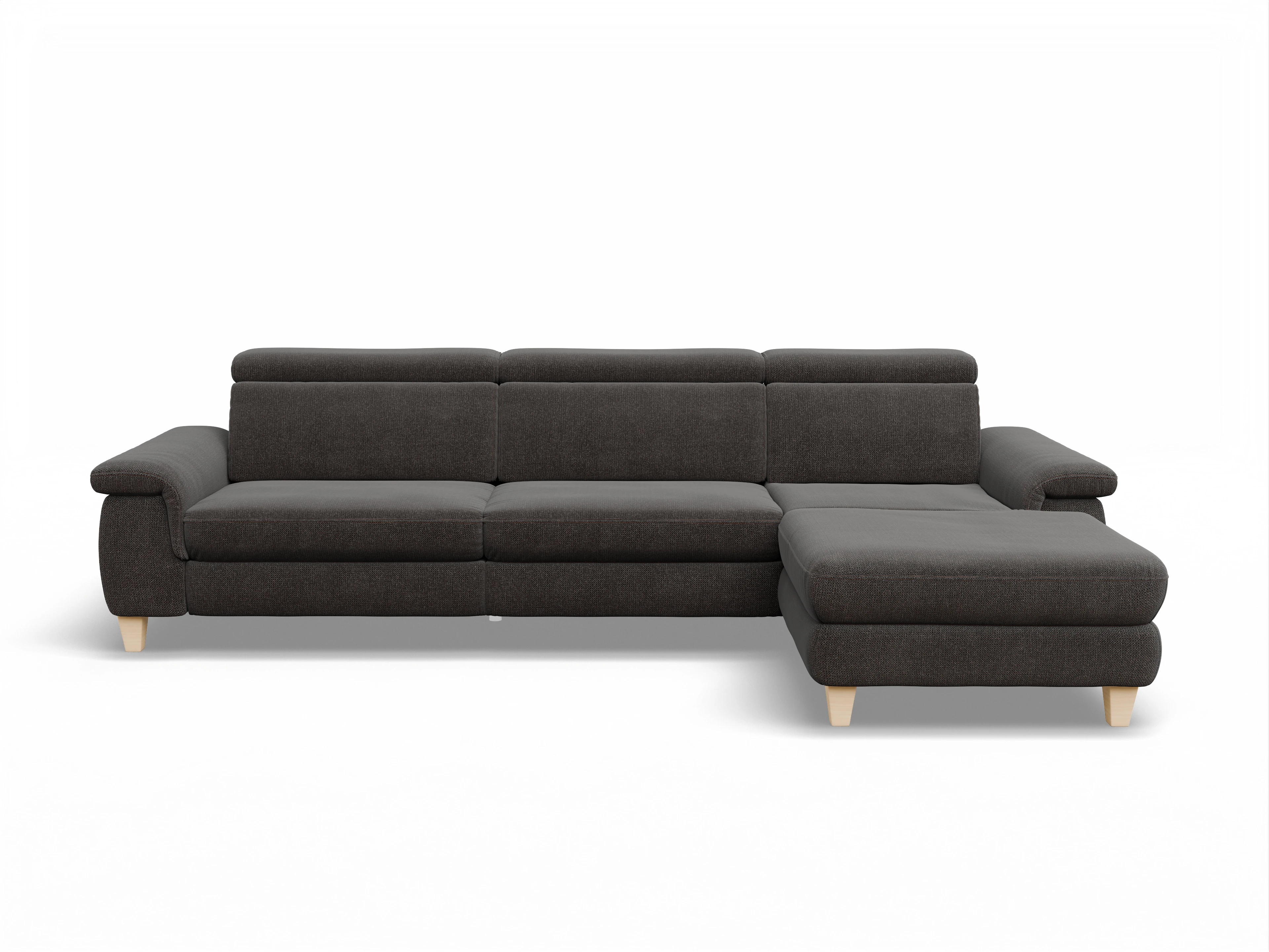 Ansicht des Produktes München Ecksofa rechts Abschluss offen in Stoff Grau