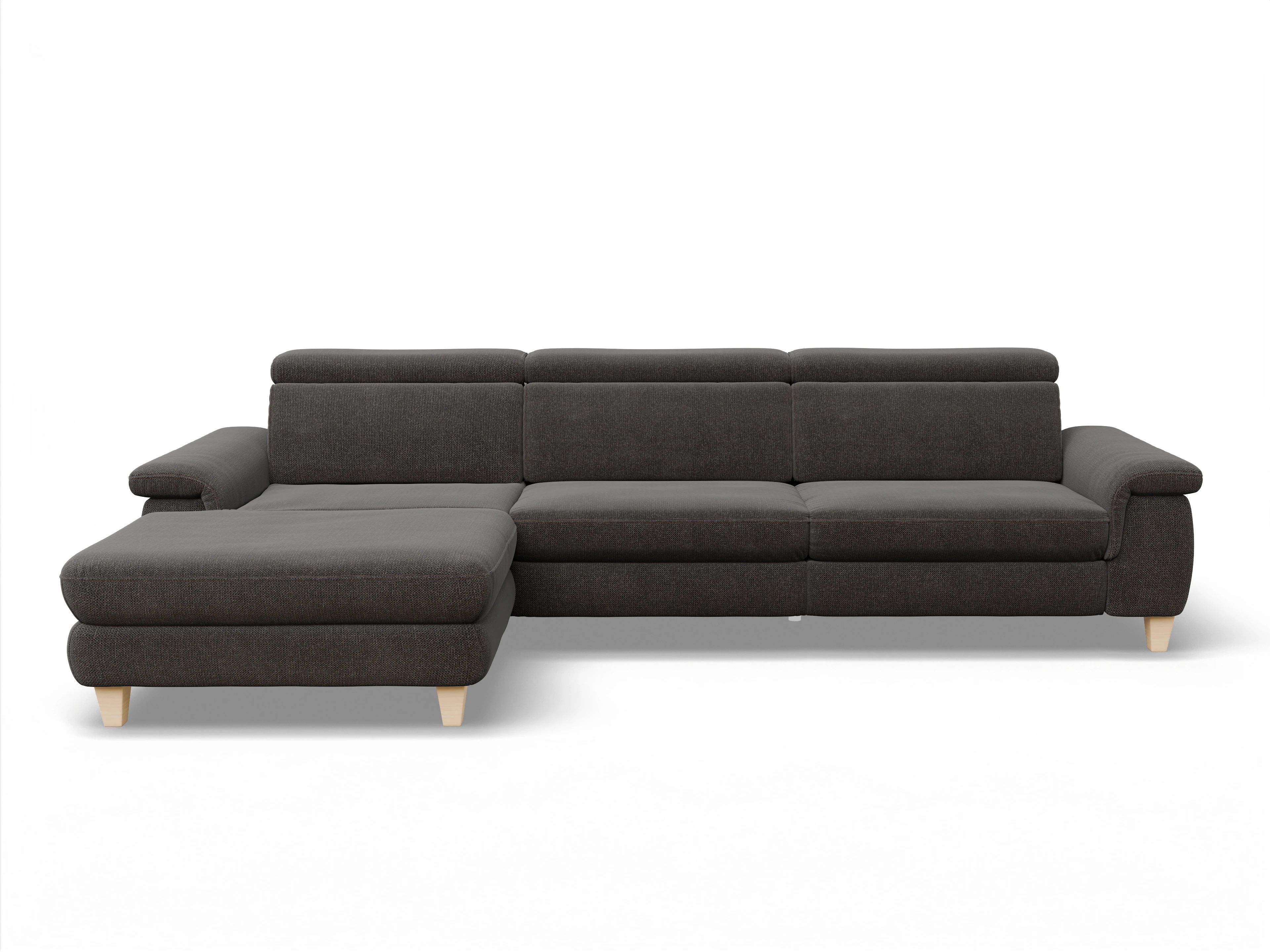 Ansicht des Produktes München Ecksofa links Abschluss offen in Stoff Grau