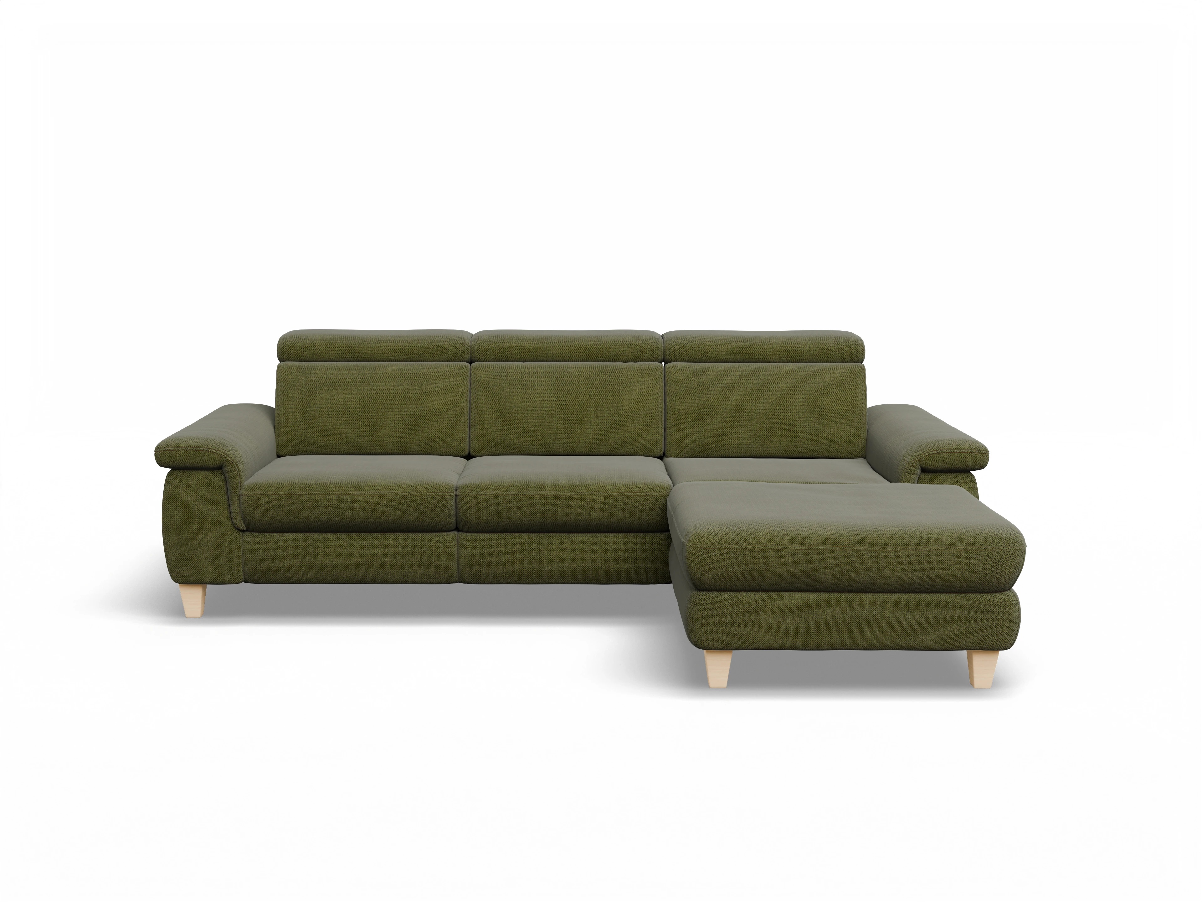 München LO Medium R Ansicht des Produktes München Ecksofa rechts Abschluss offen in Stoff Grün