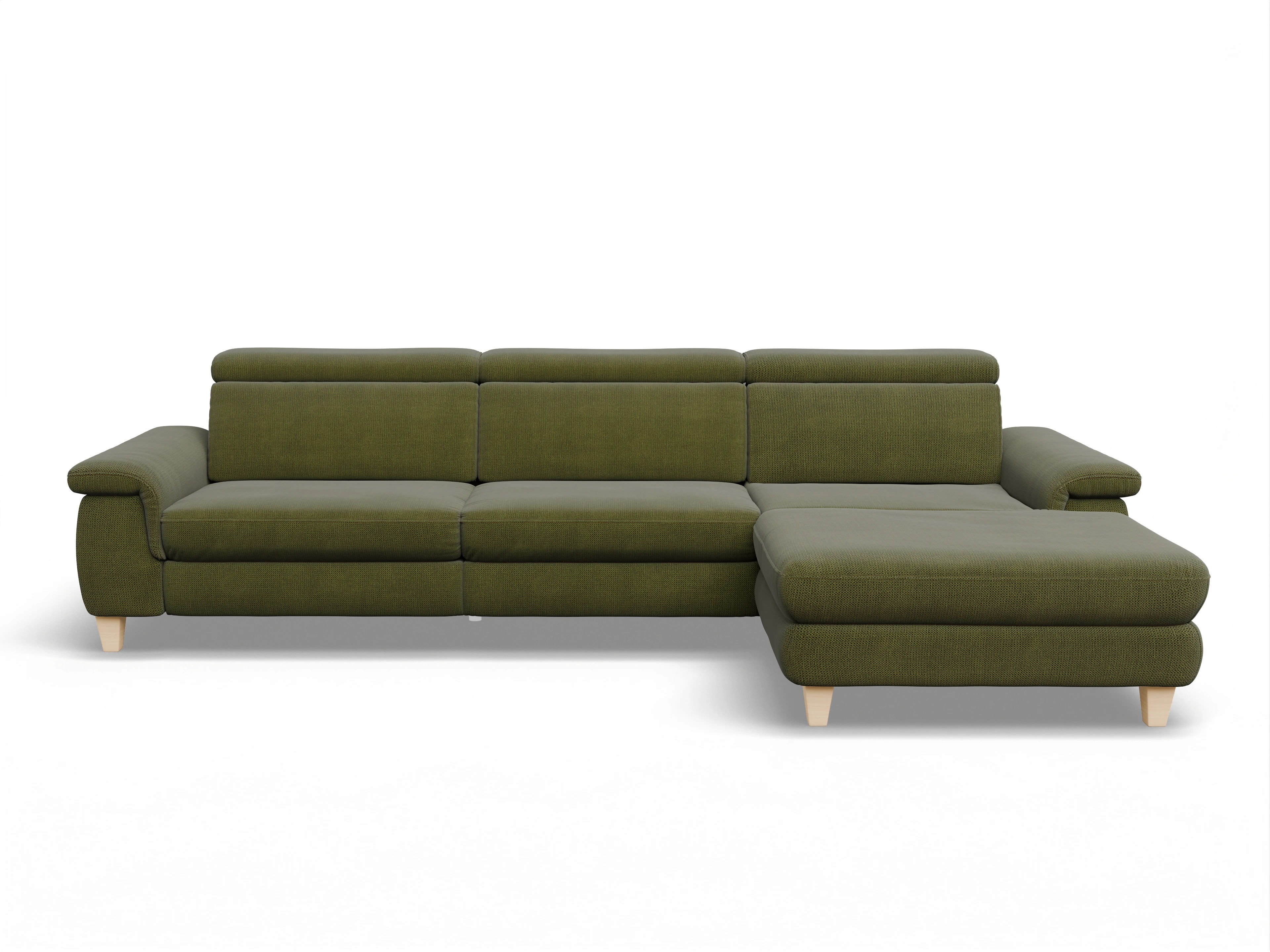 Ansicht des Produktes München Ecksofa rechts Abschluss offen in Stoff Grün