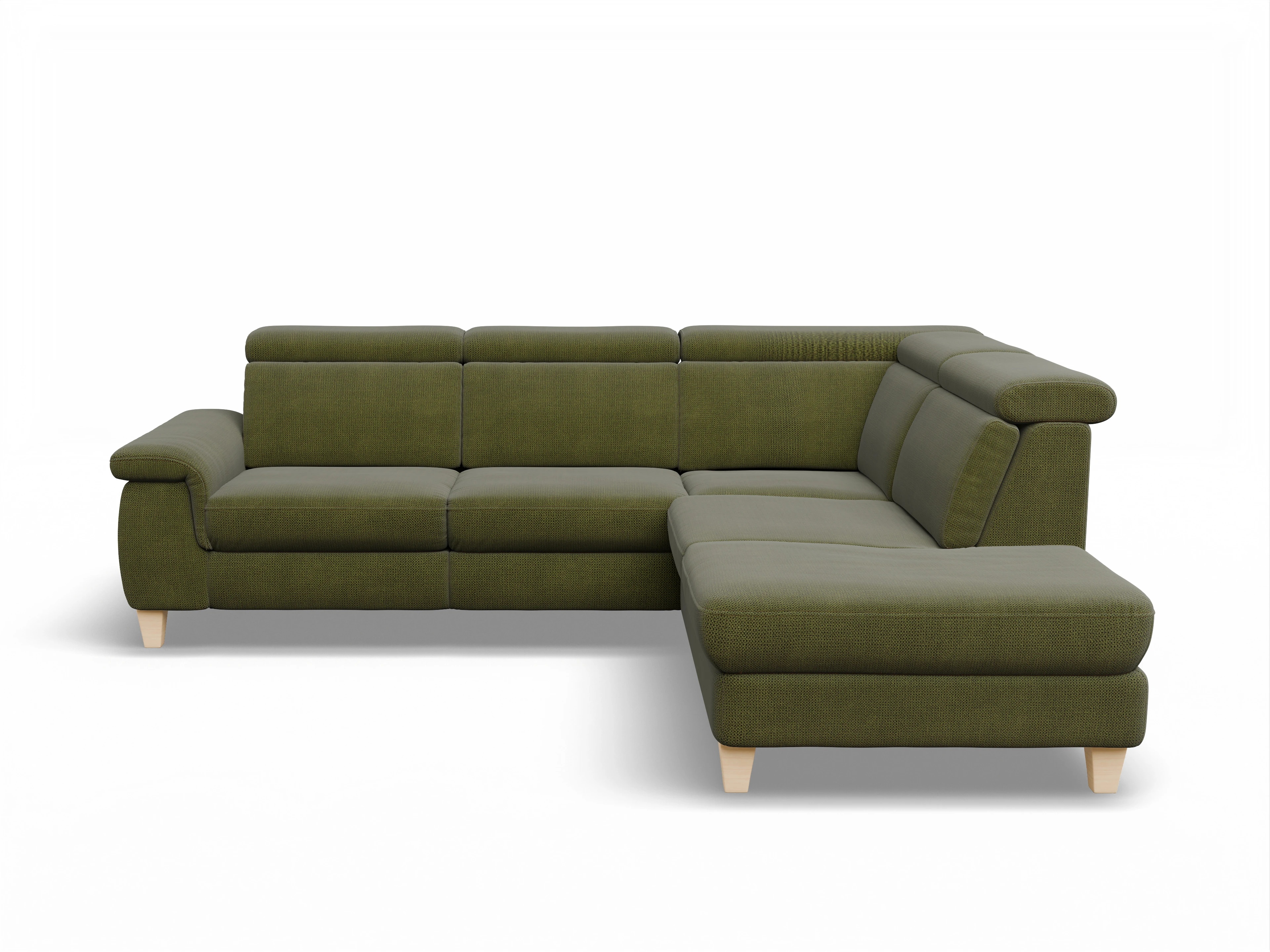 Ansicht des Produktes München Ecksofa rechts Abschluss offen in Stoff Grün