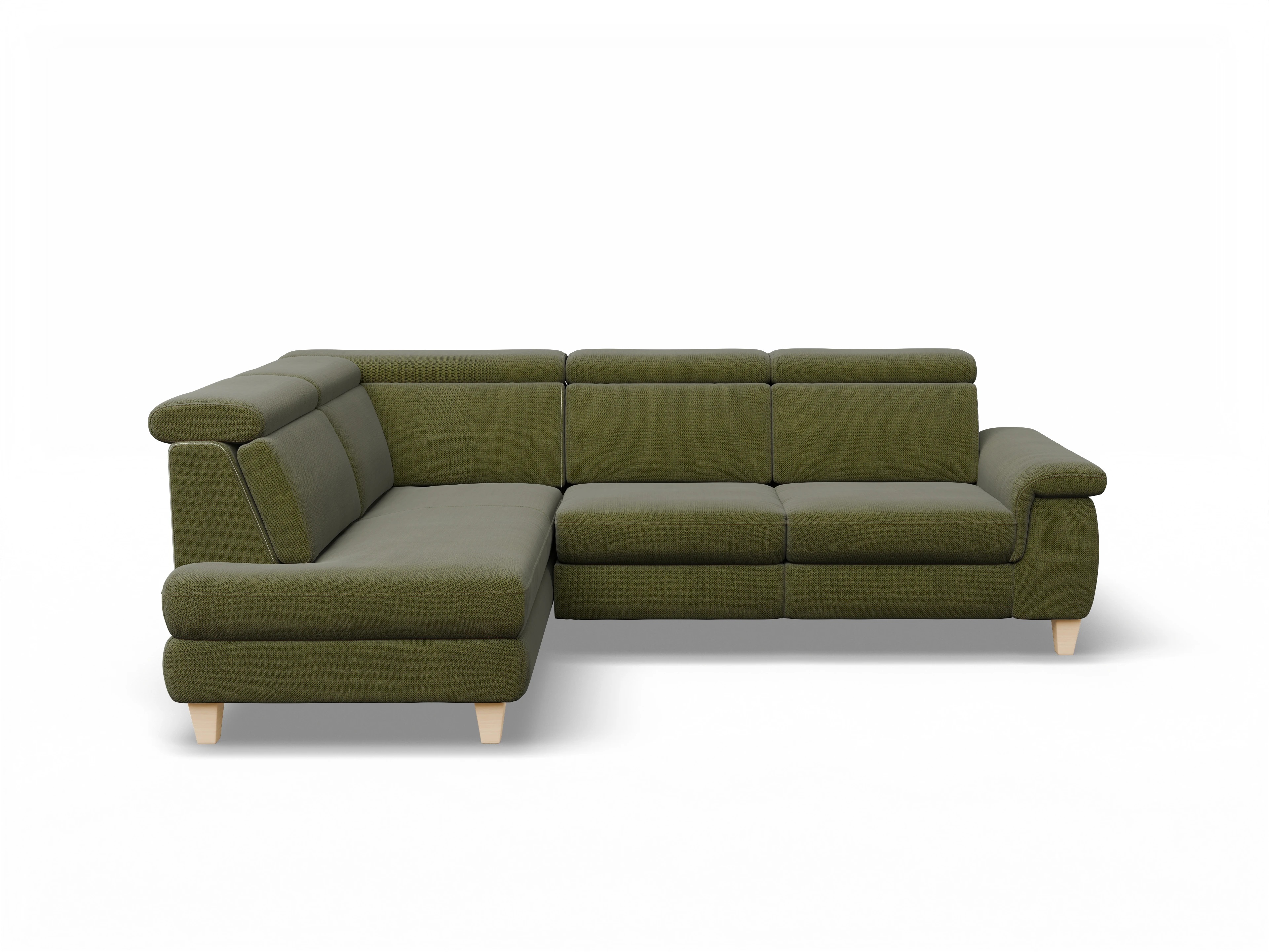 München KO Medium L Ansicht des Produktes München Ecksofa links Abschluss offen in Stoff Grün