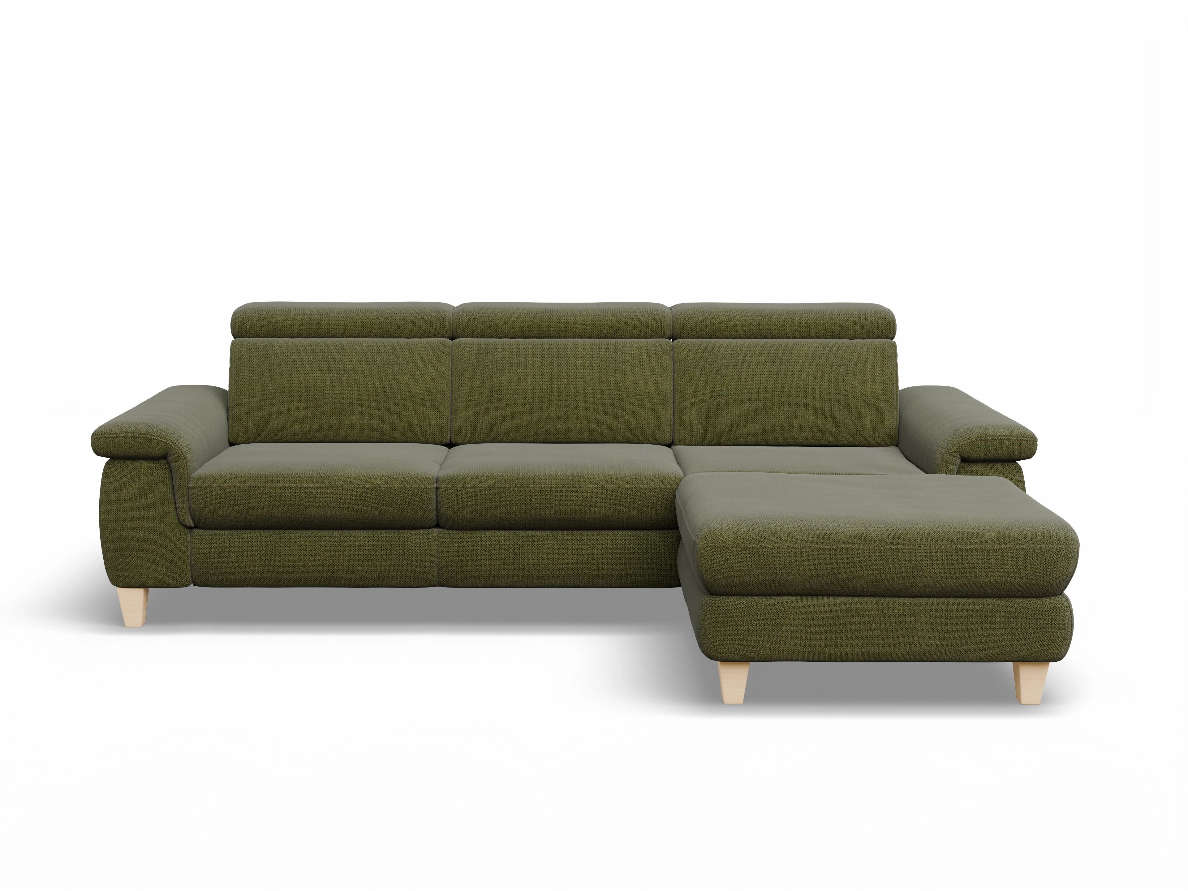 Ansicht des Produktes München Ecksofa rechts Abschluss offen in Stoff Grün