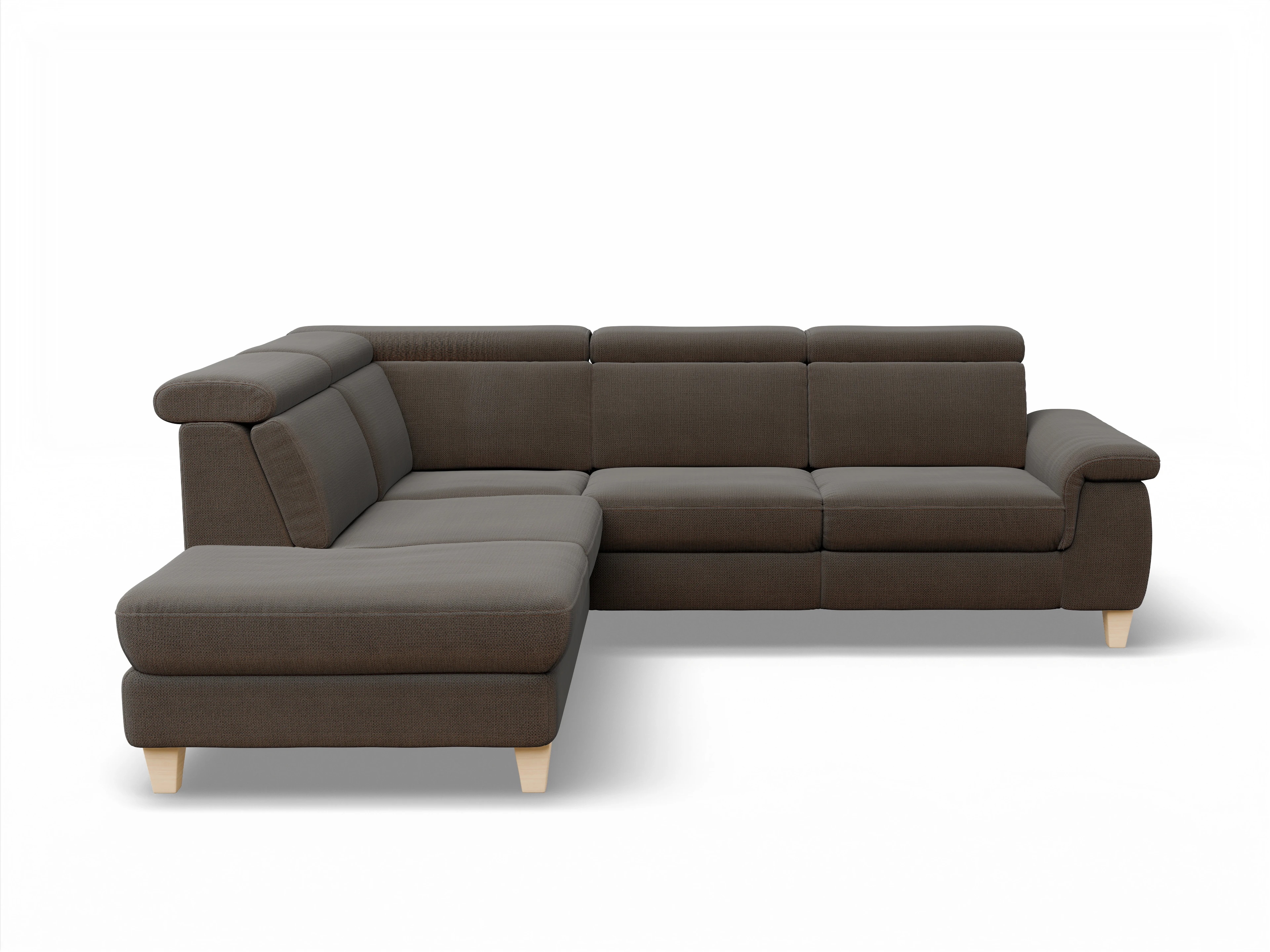 München 1AH WEkl Medium L Ansicht des Produktes München Ecksofa links mit Armlehne in Stoff Braun