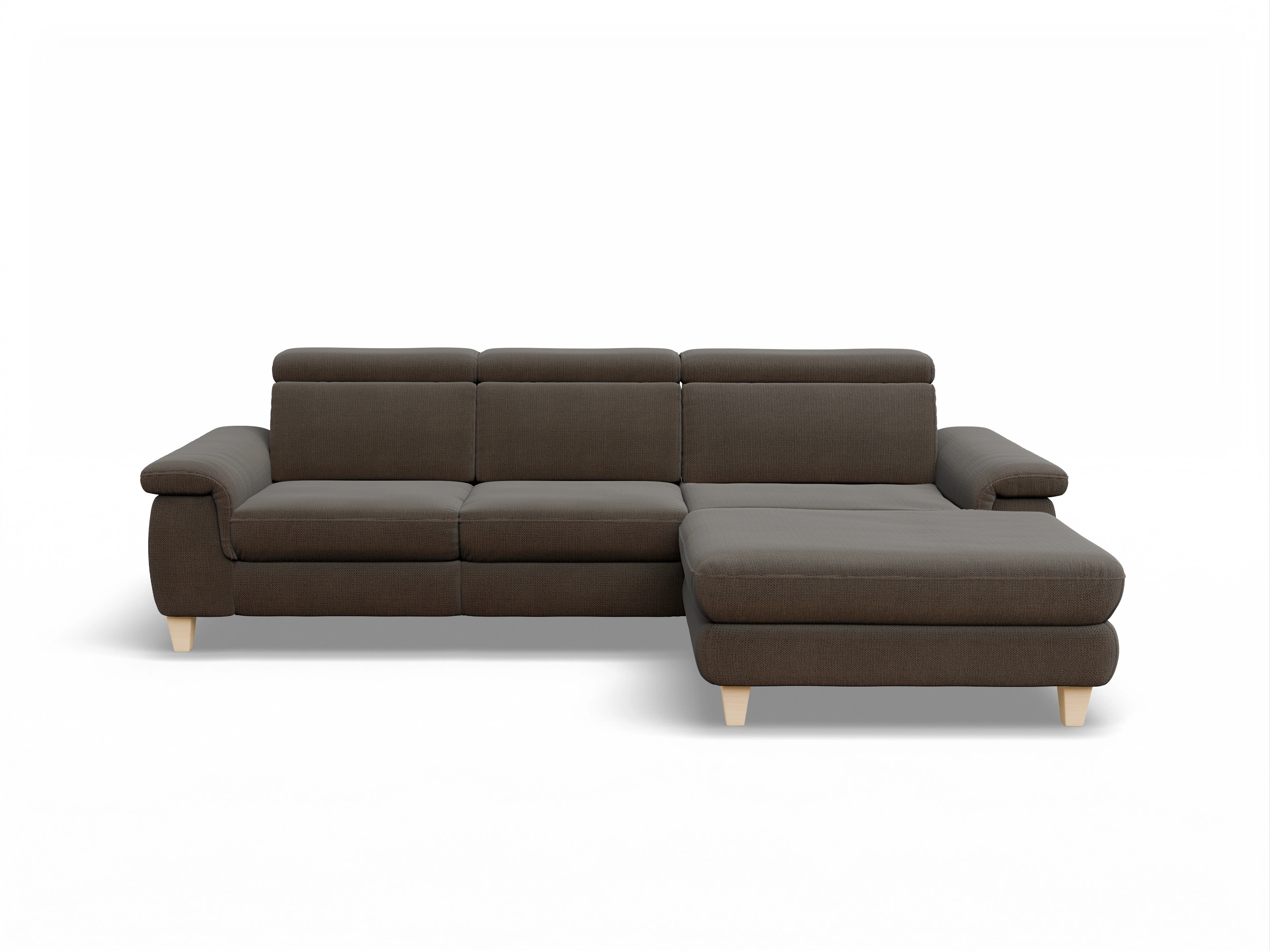 Ansicht des Produktes München Ecksofa rechts Abschluss offen in Stoff Braun