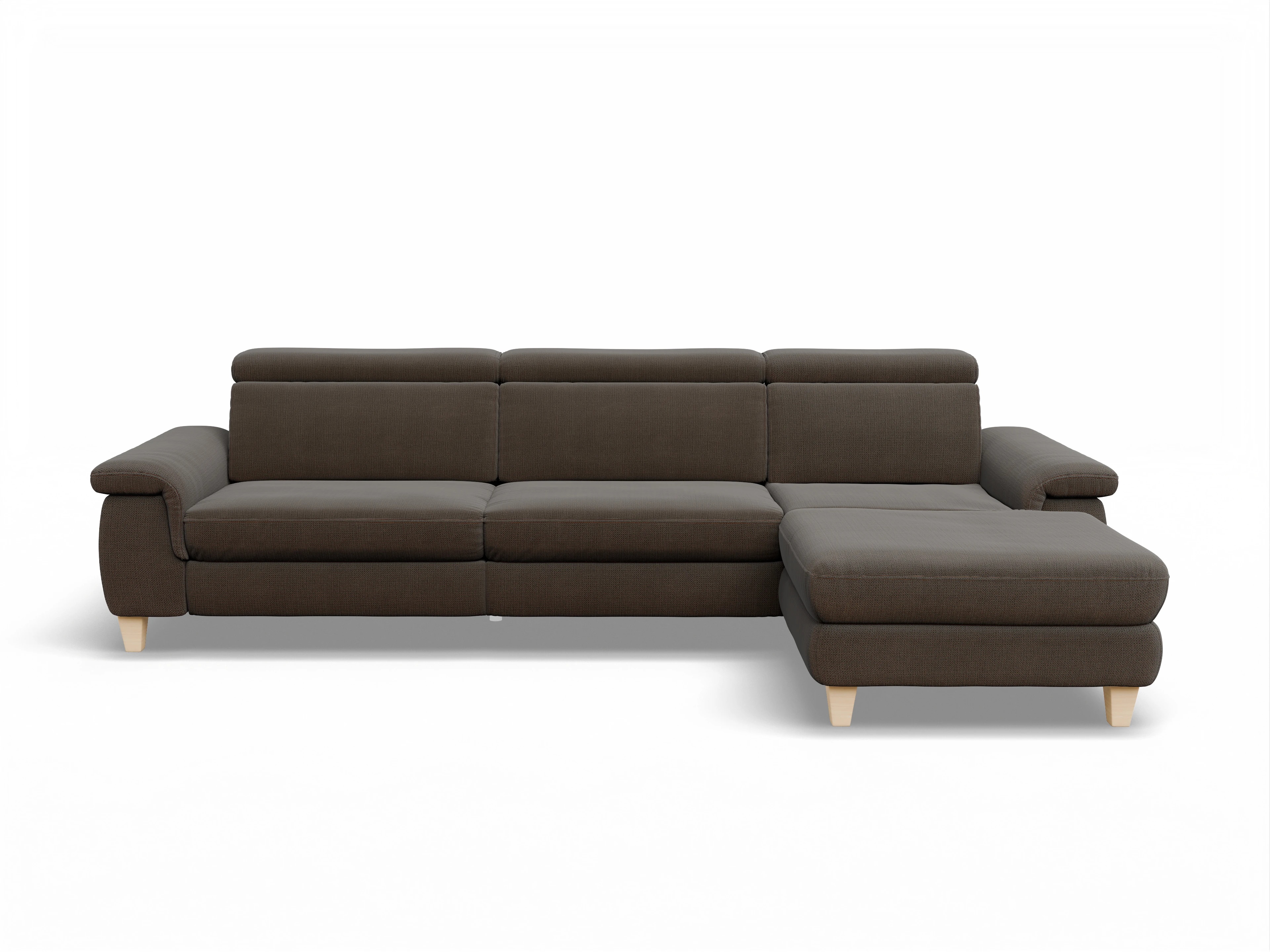 München LO Large R Ansicht des Produktes München Ecksofa rechts Abschluss offen in Stoff Braun