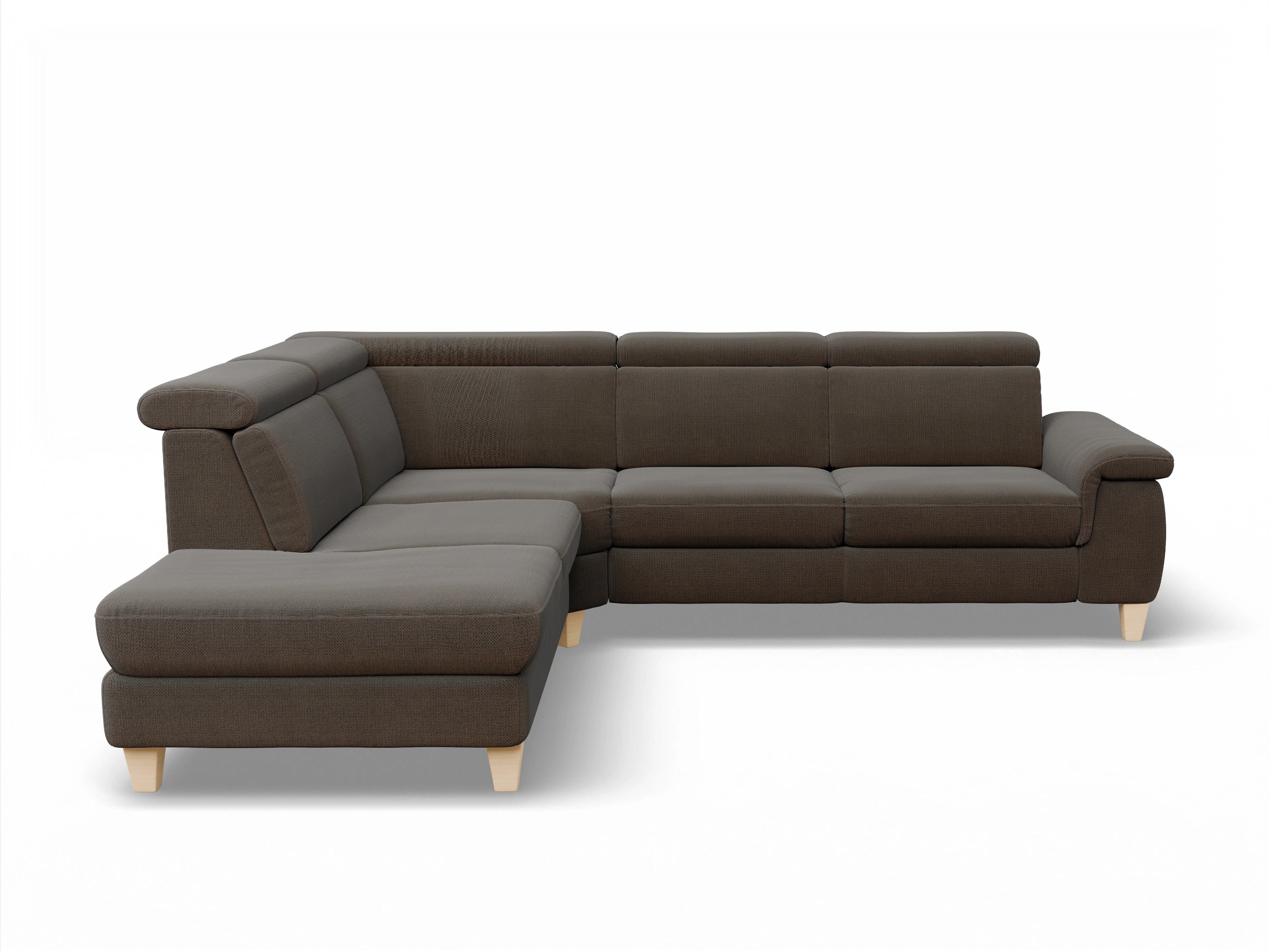 München 1Aho WE Small L Ansicht des Produktes München Ecksofa links Abschluss offen in Stoff Braun