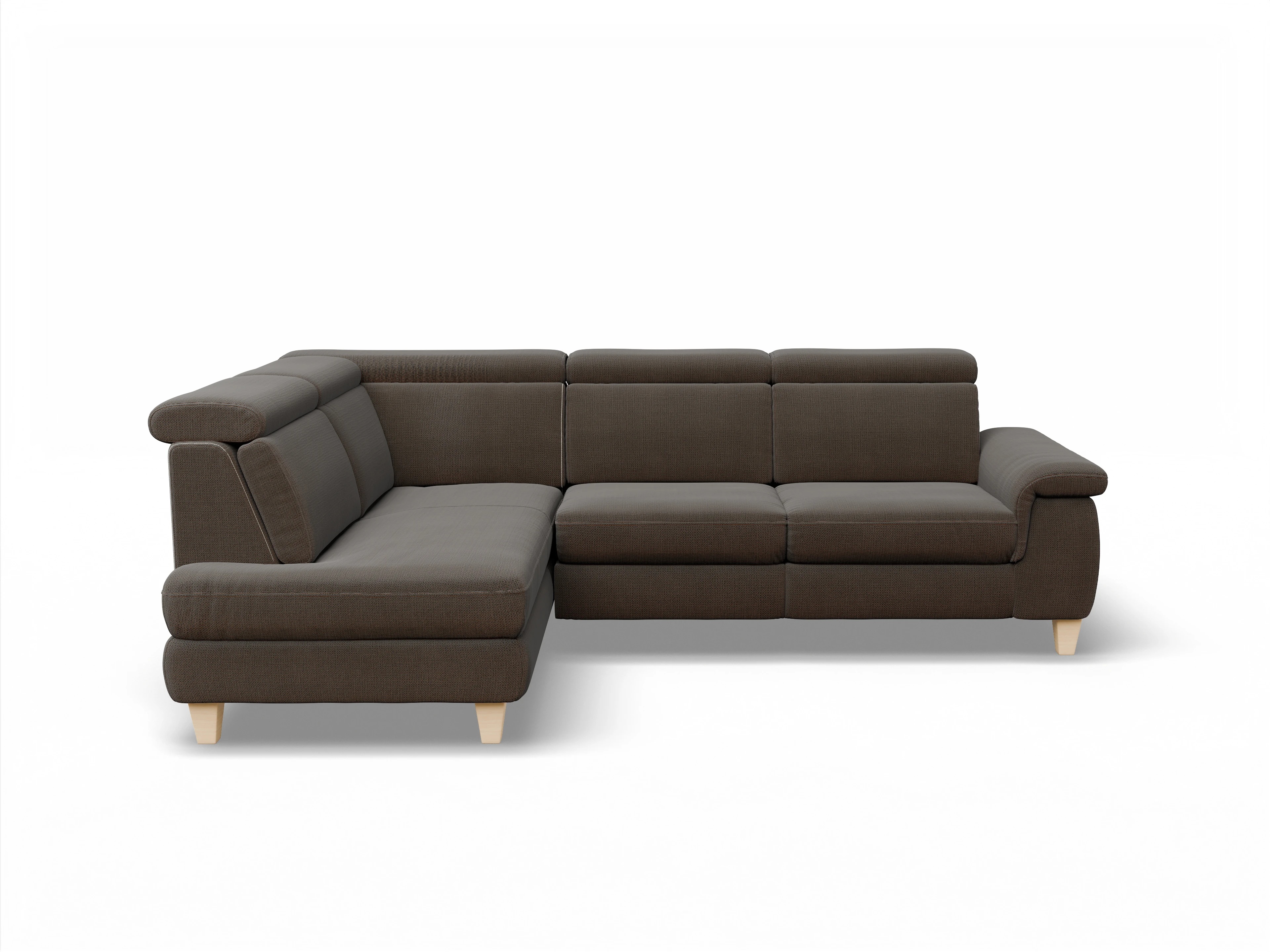 München KO Medium L Ansicht des Produktes München Ecksofa links Abschluss offen in Stoff Braun