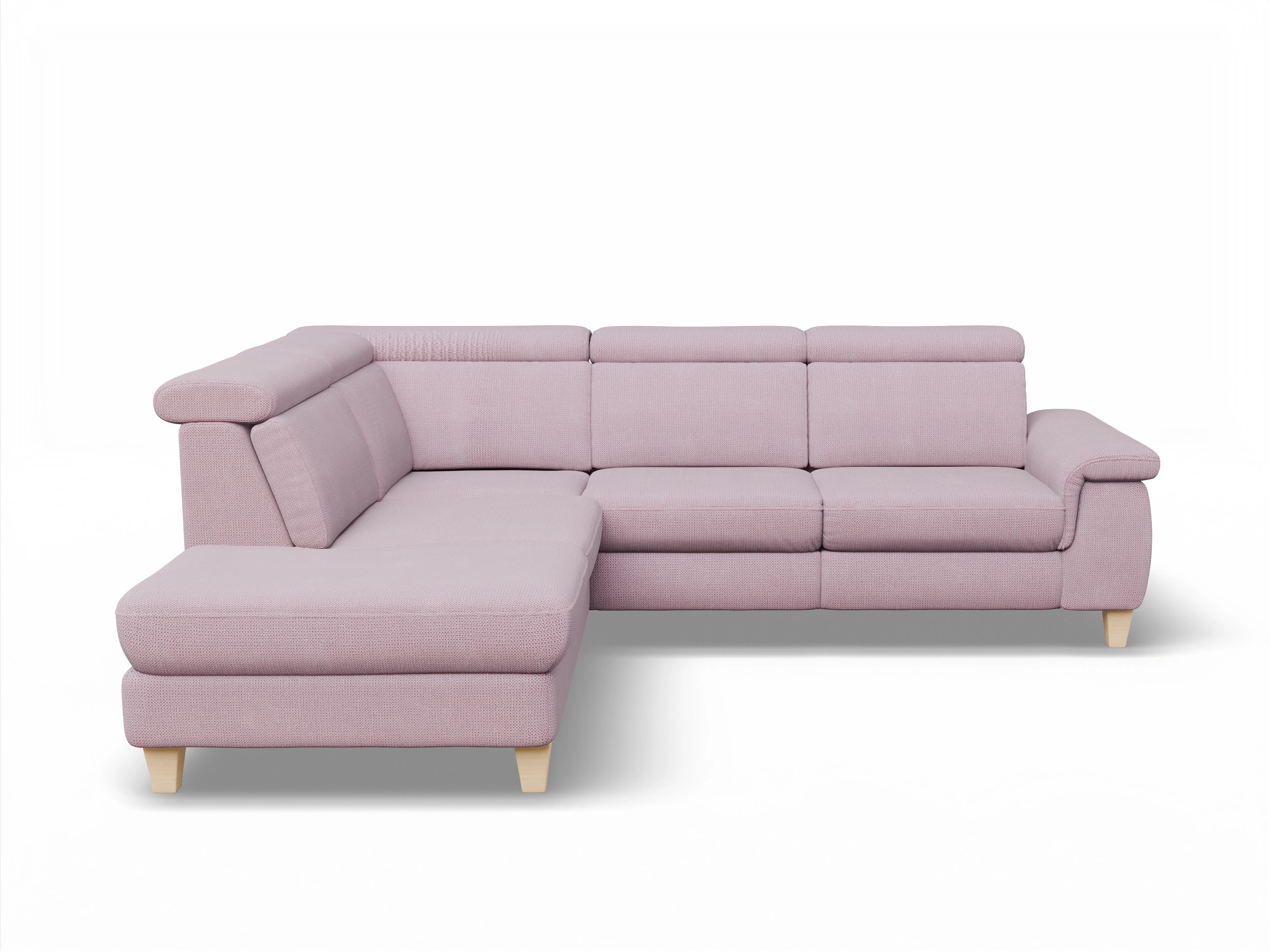Ansicht des Produktes München Ecksofa links mit Armlehne in Stoff Rosa