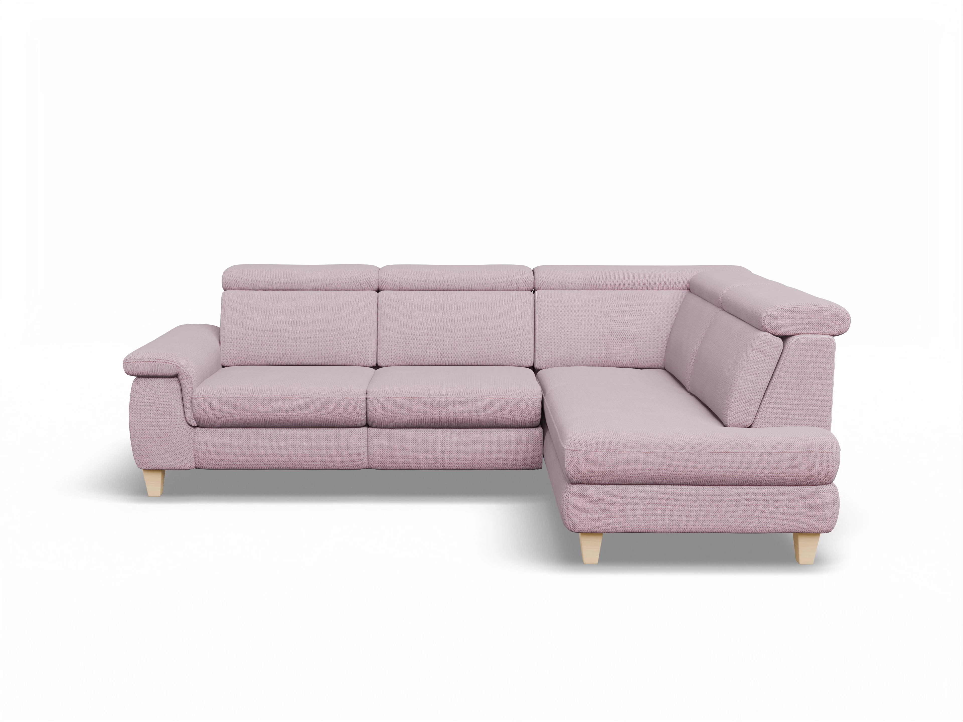 München KO Medium R Ansicht des Produktes München Ecksofa rechts Abschluss offen in Stoff Rosa