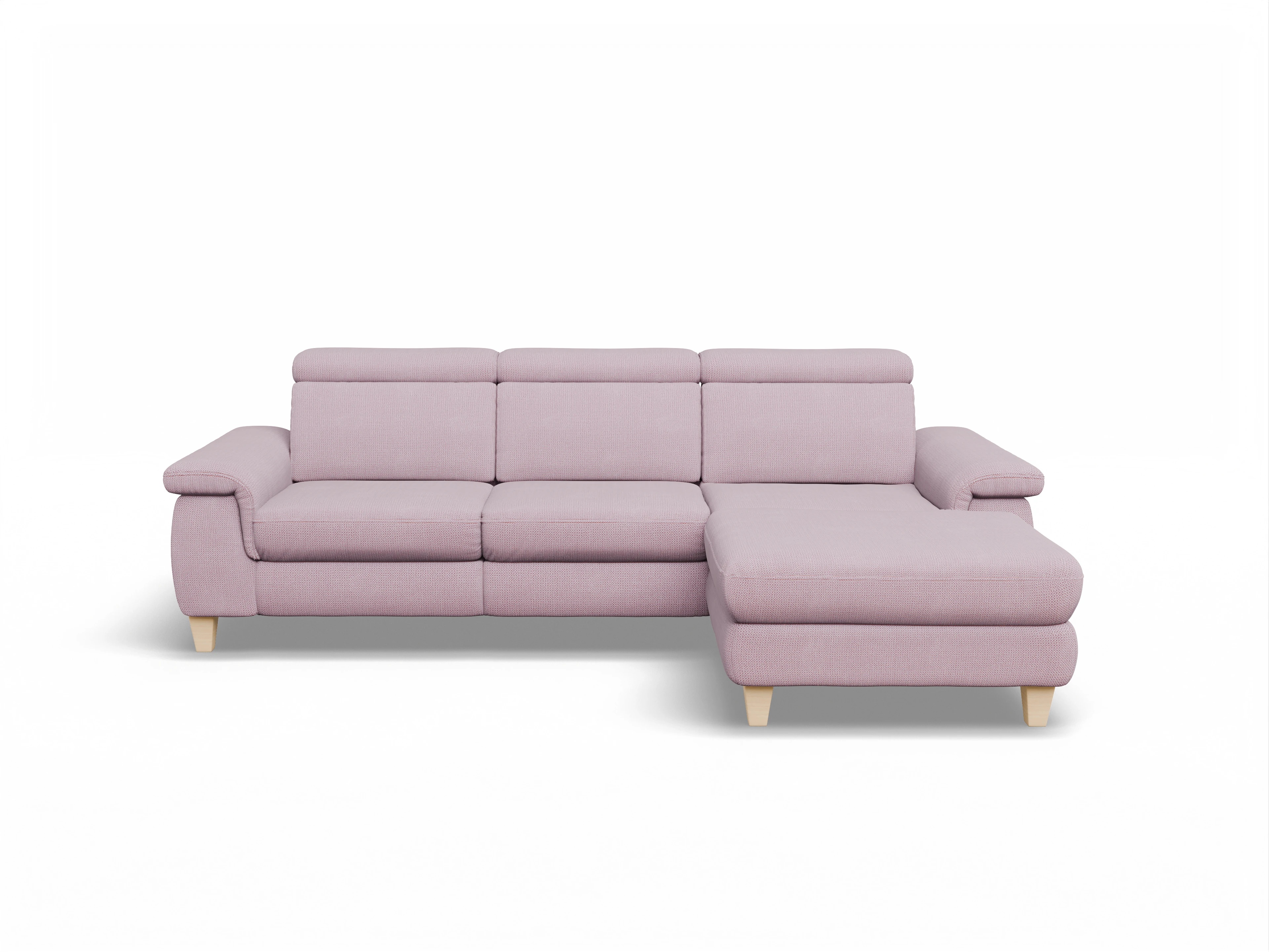München LO Medium R Ansicht des Produktes München Ecksofa rechts Abschluss offen in Stoff Rosa