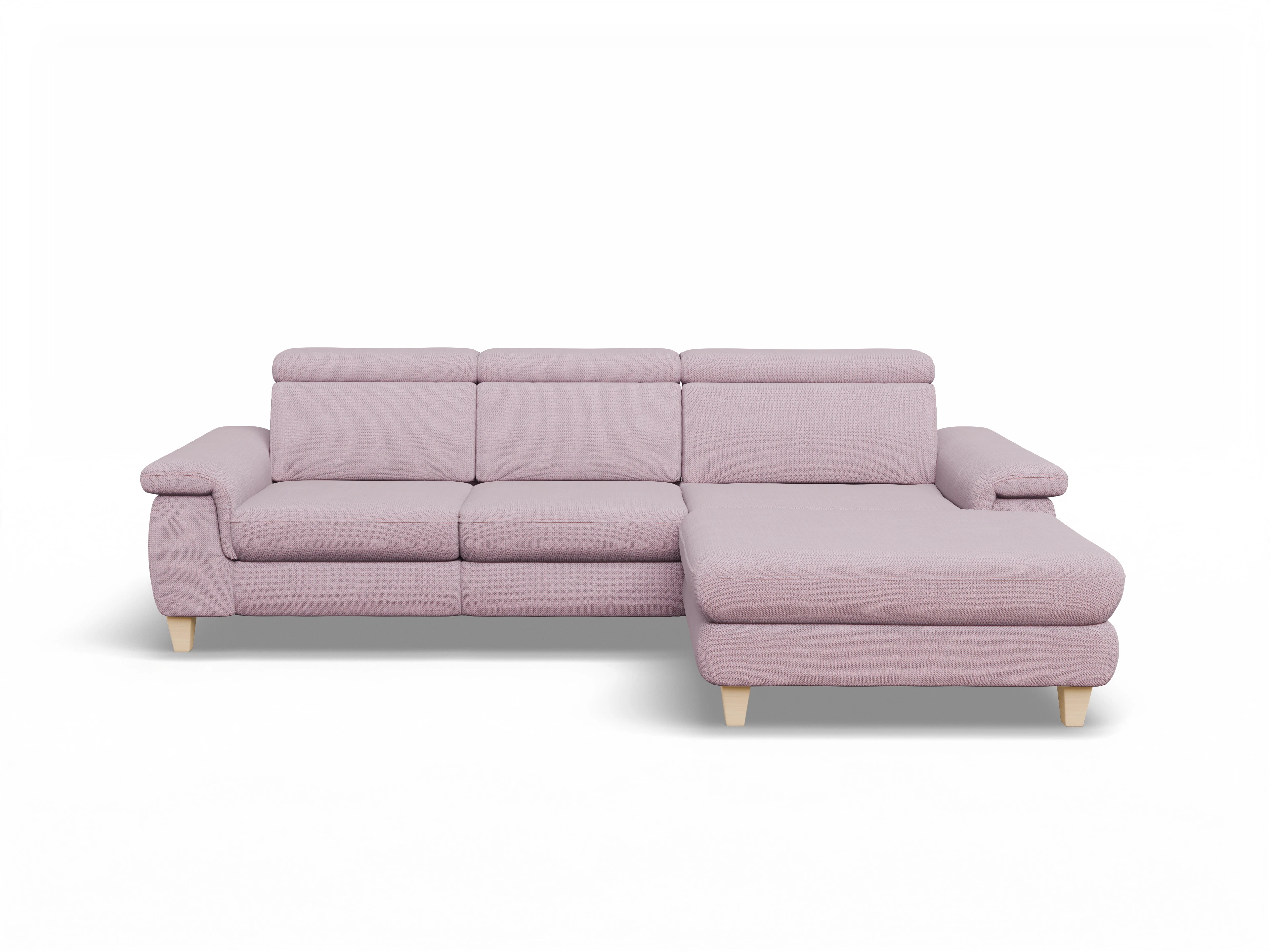 Ansicht des Produktes München Ecksofa rechts Abschluss offen in Stoff Rosa