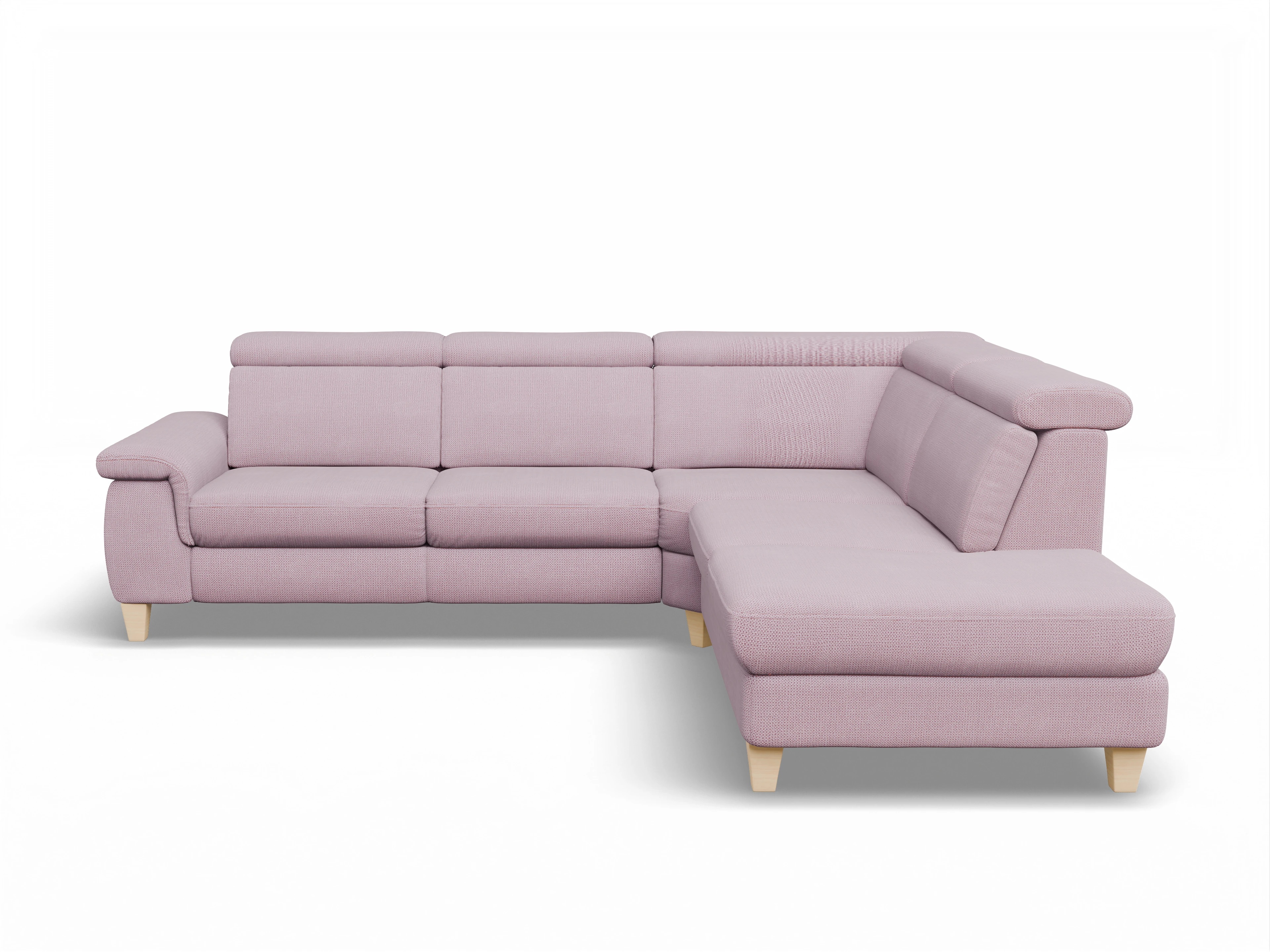 Ansicht des Produktes München Ecksofa rechts Abschluss offen in Stoff Rosa