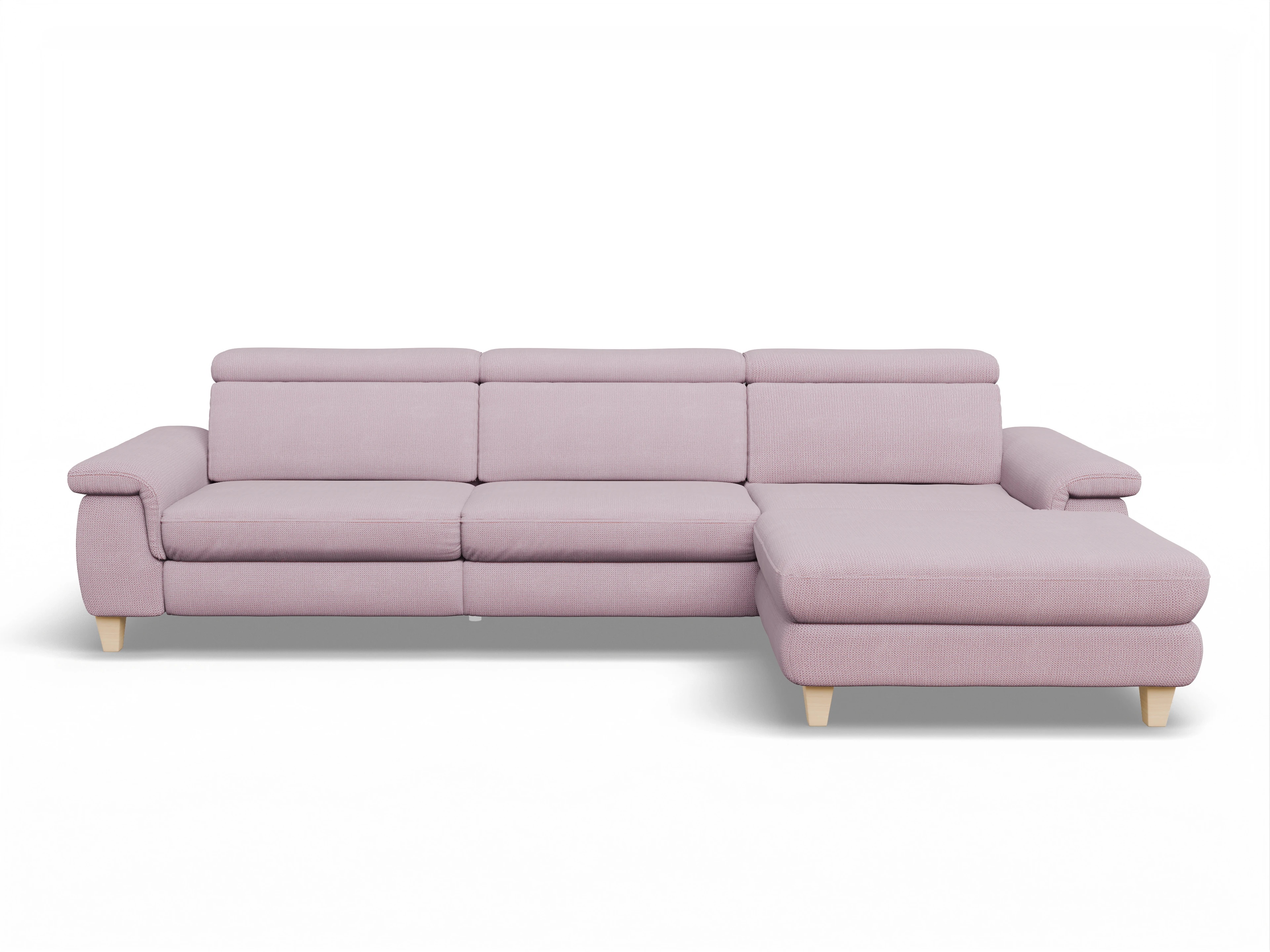 Ansicht des Produktes München Ecksofa rechts Abschluss offen in Stoff Rosa