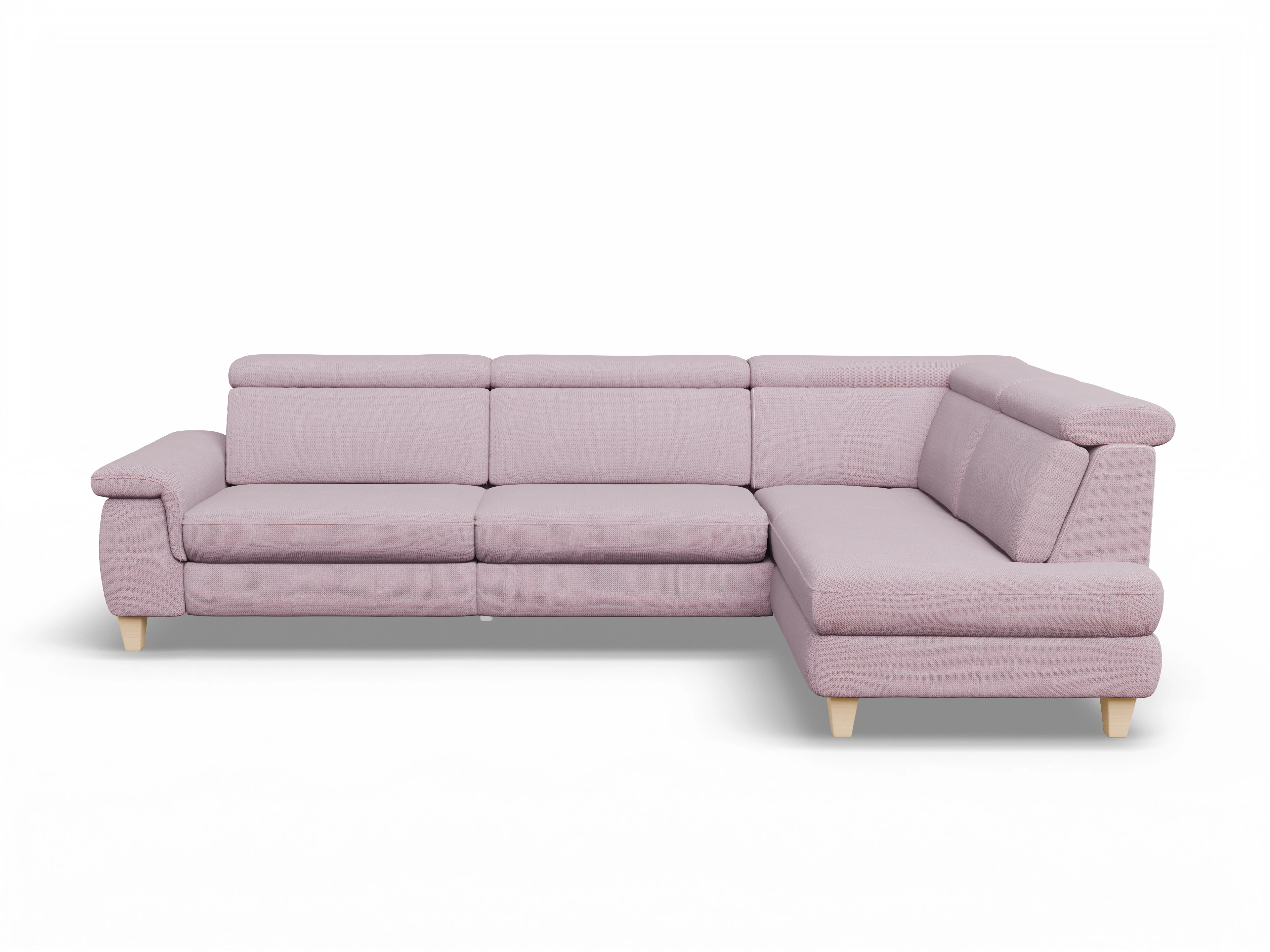 Ansicht des Produktes München Ecksofa rechts Abschluss offen in Stoff Rosa