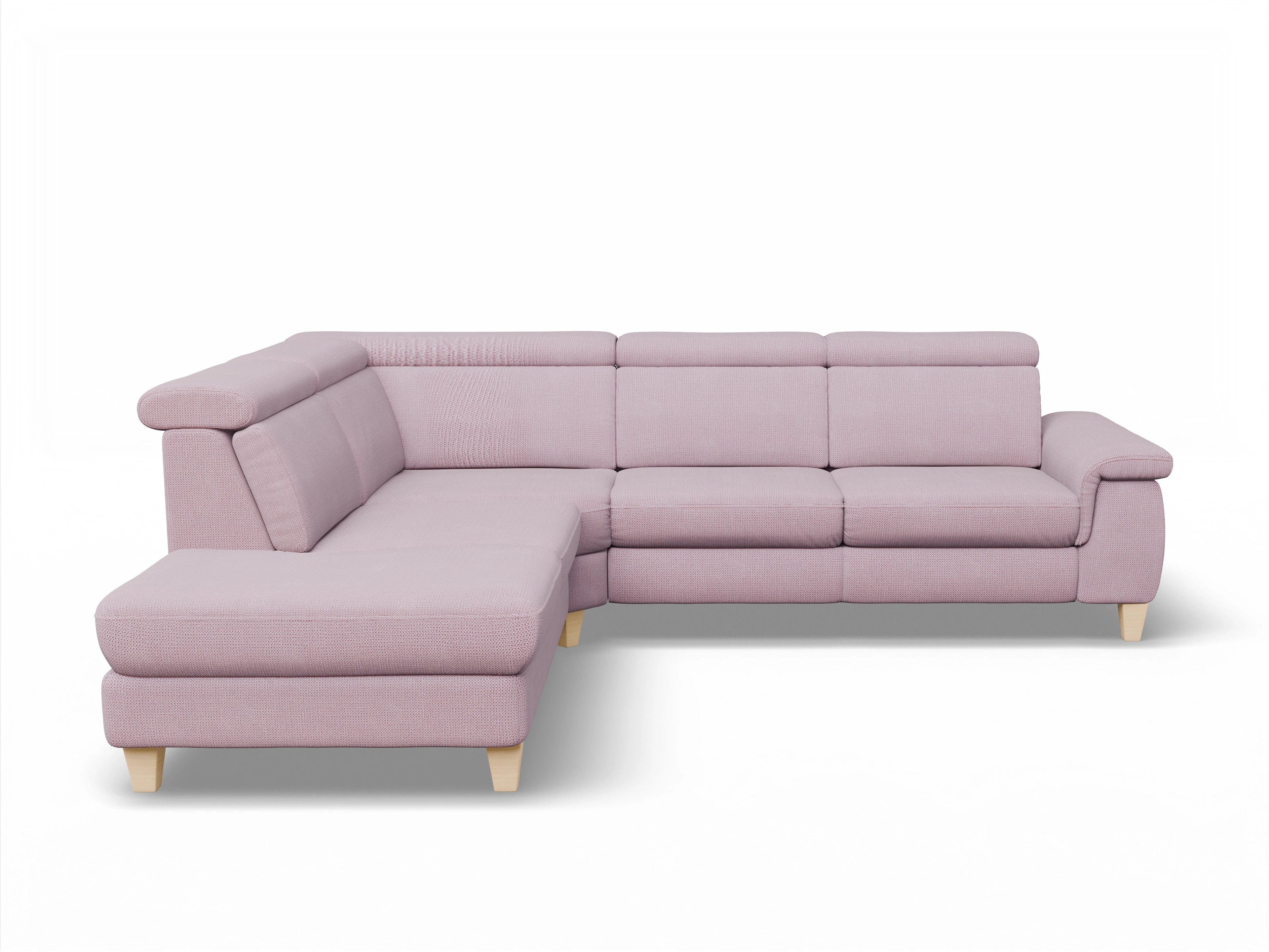 München 1Aho WE Small L Ansicht des Produktes München Ecksofa links Abschluss offen in Stoff Rosa