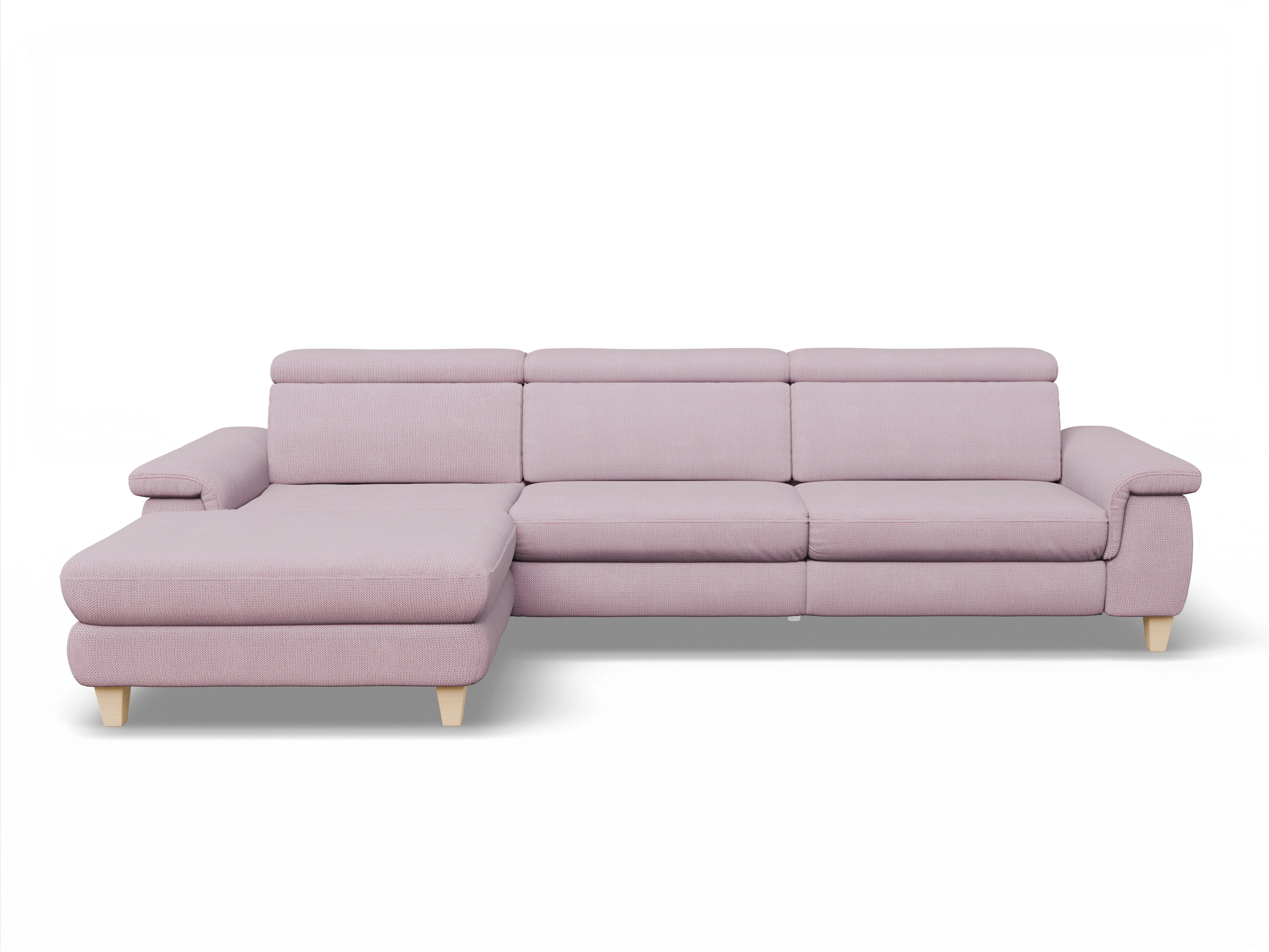 München LOgroß Large L Ansicht des Produktes München Ecksofa links Abschluss offen in Stoff Rosa