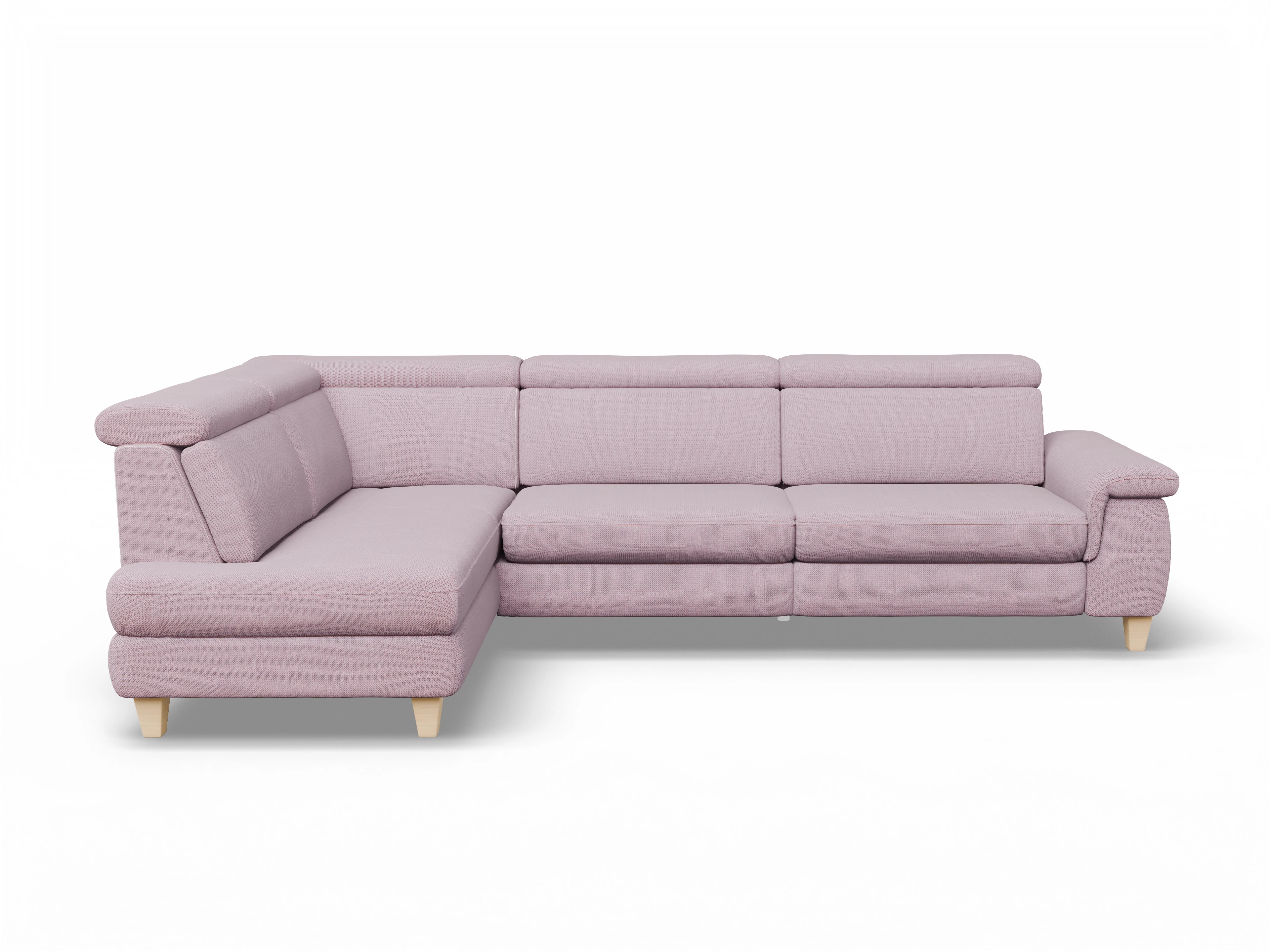 München KO Large L Ansicht des Produktes München Ecksofa links Abschluss offen in Stoff Rosa