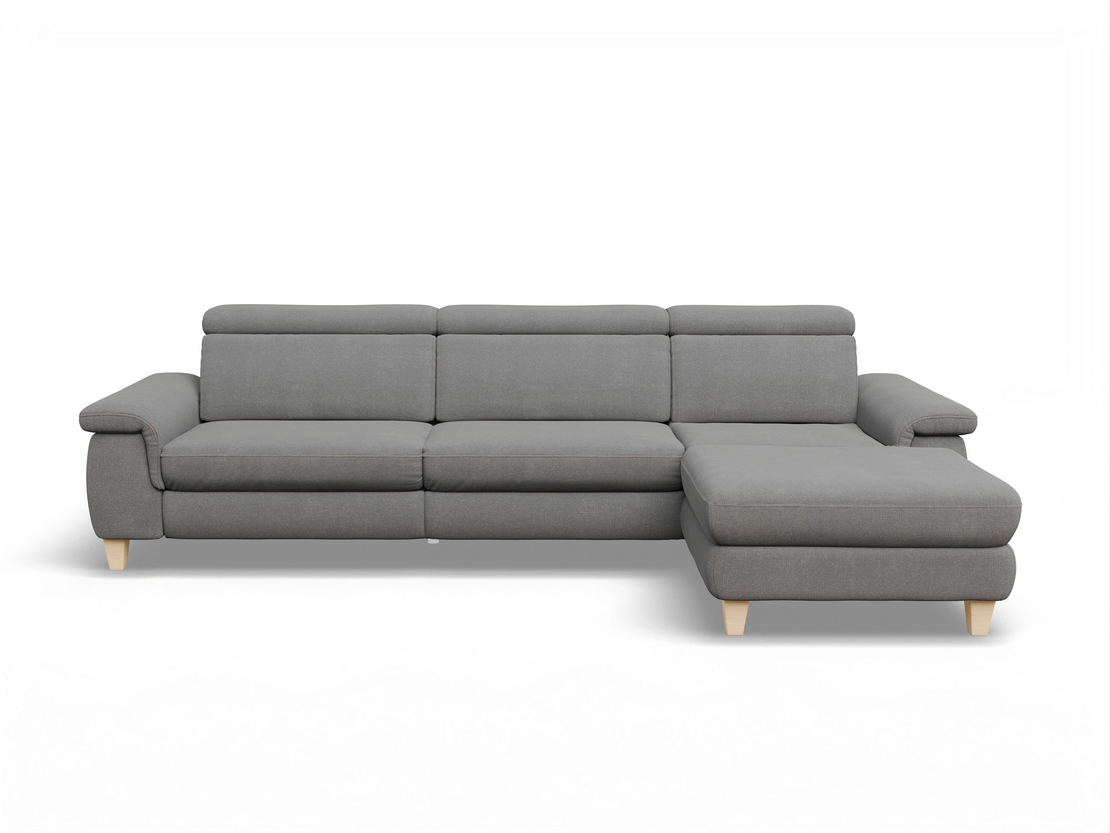 Ansicht des Produktes München Ecksofa rechts Abschluss offen in Stoff Grau