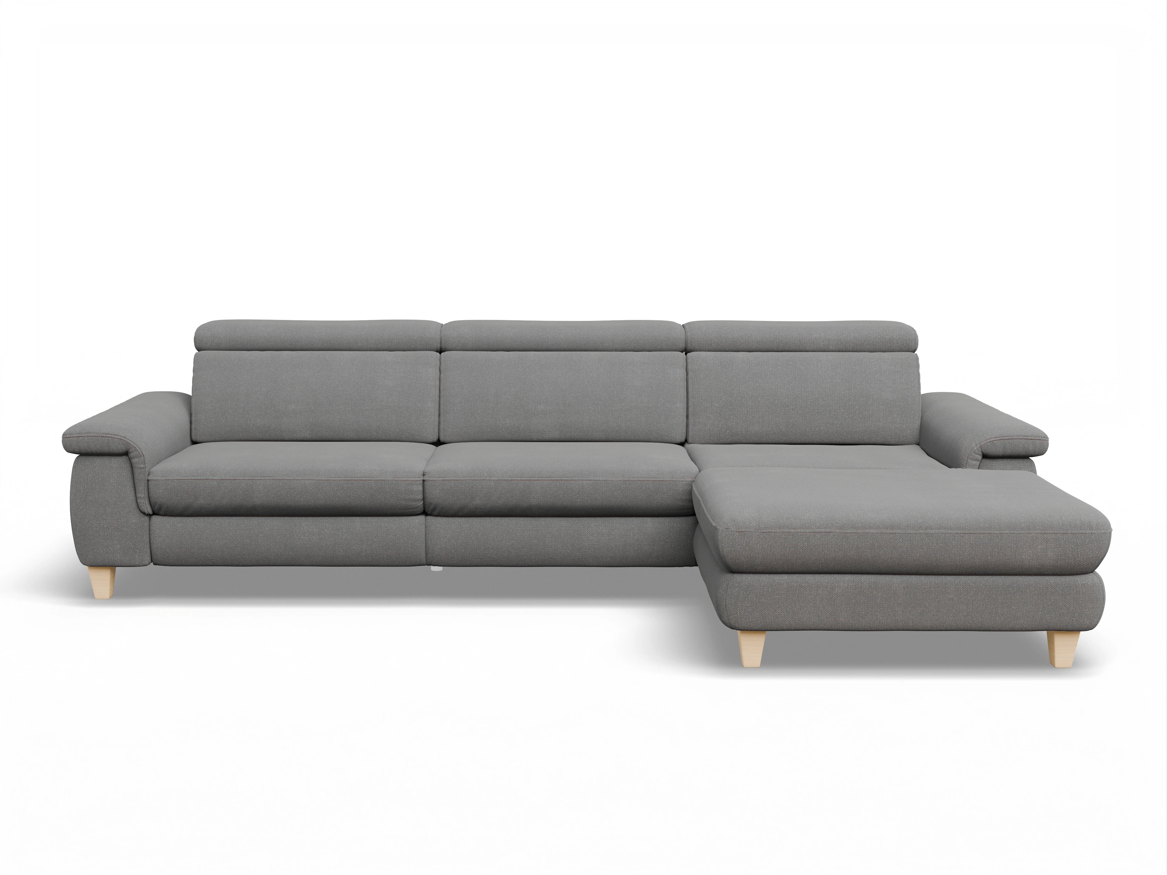 Ansicht des Produktes München Ecksofa rechts Abschluss offen in Stoff Grau