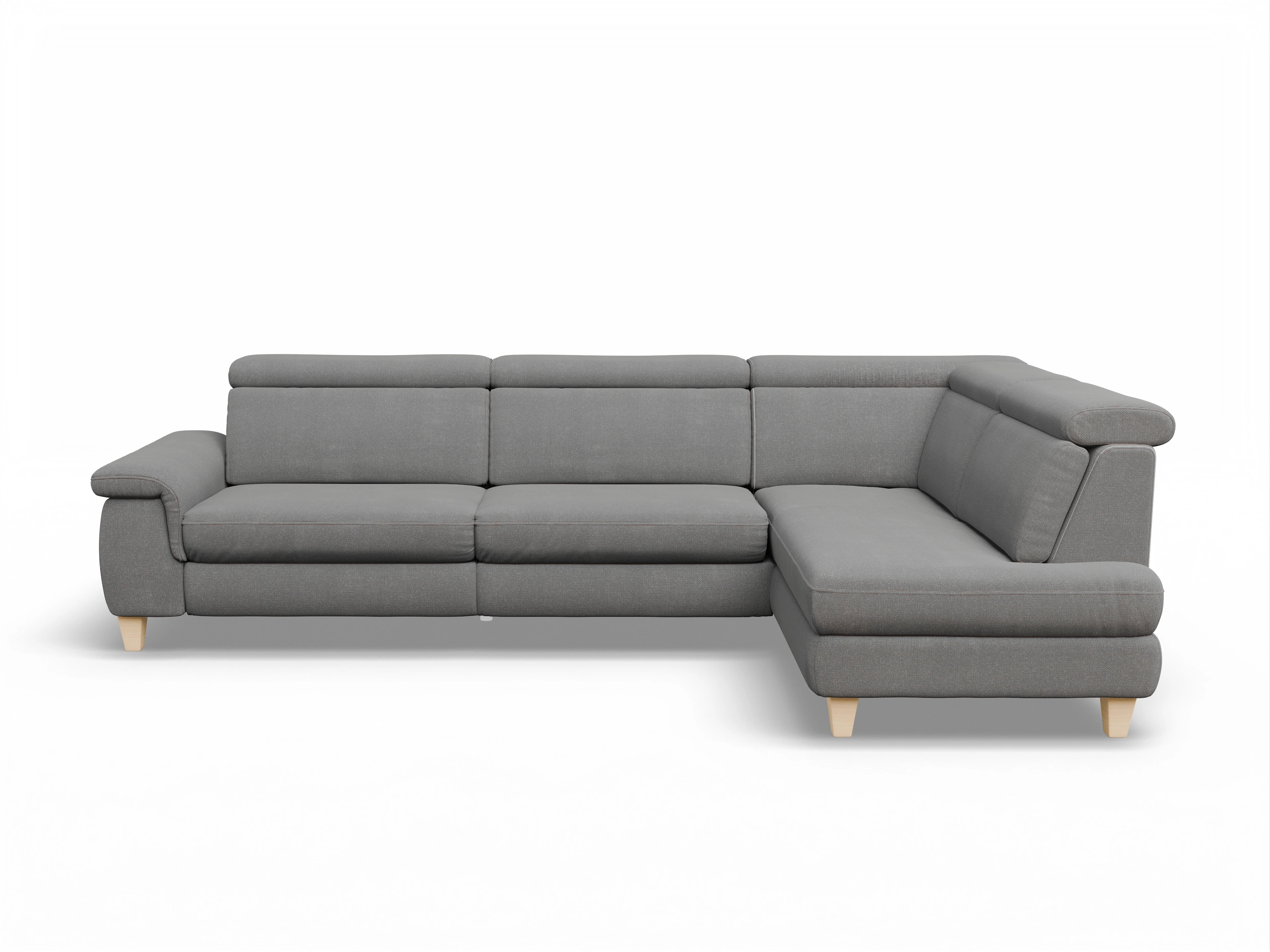 Ansicht des Produktes München Ecksofa rechts Abschluss offen in Stoff Grau